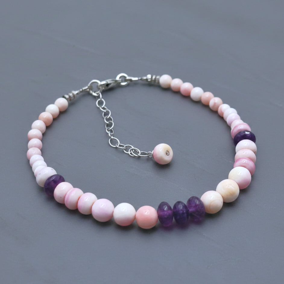Pink Conch Shell & Lepidolite Bracelet
