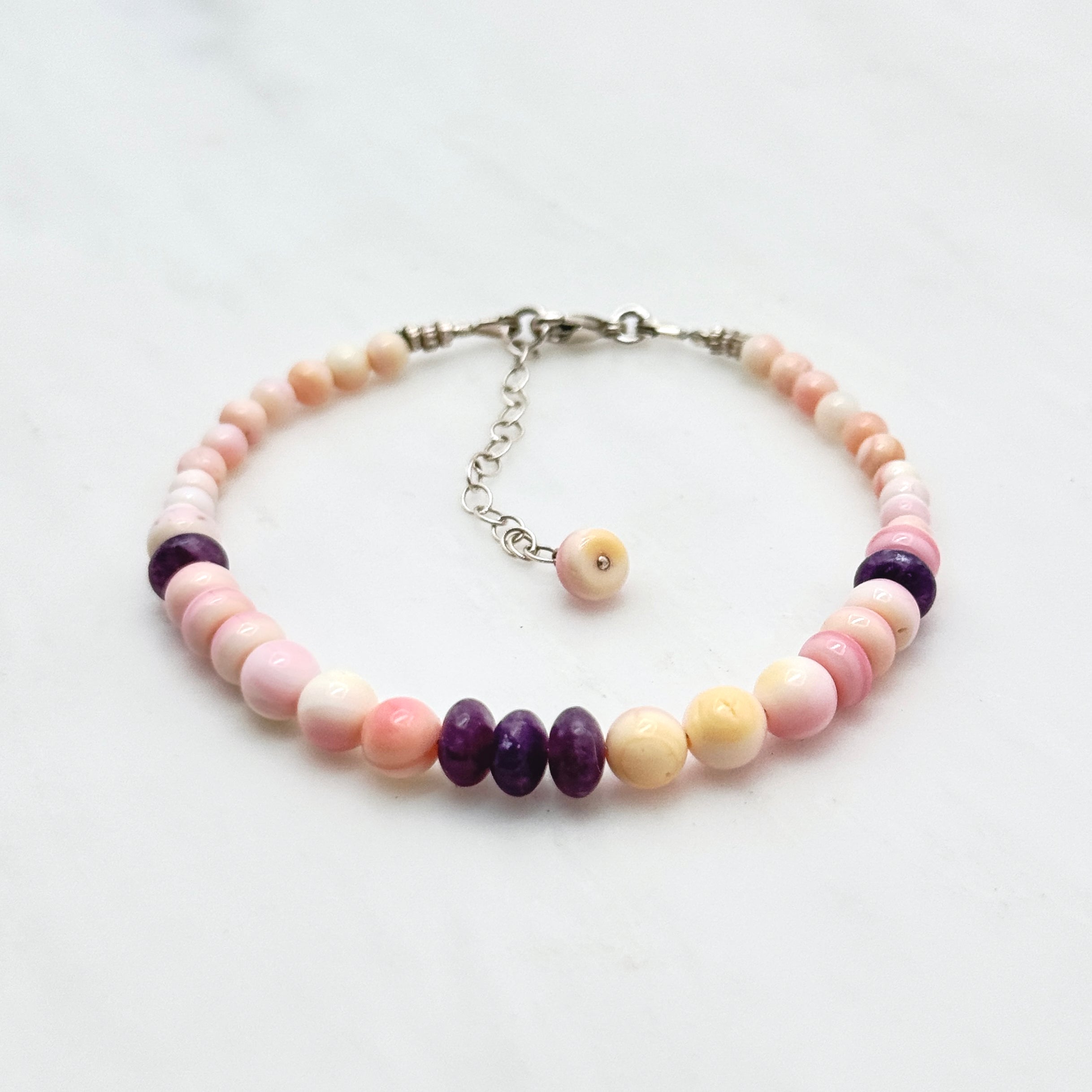 Pink Conch Shell & Lepidolite Bracelet