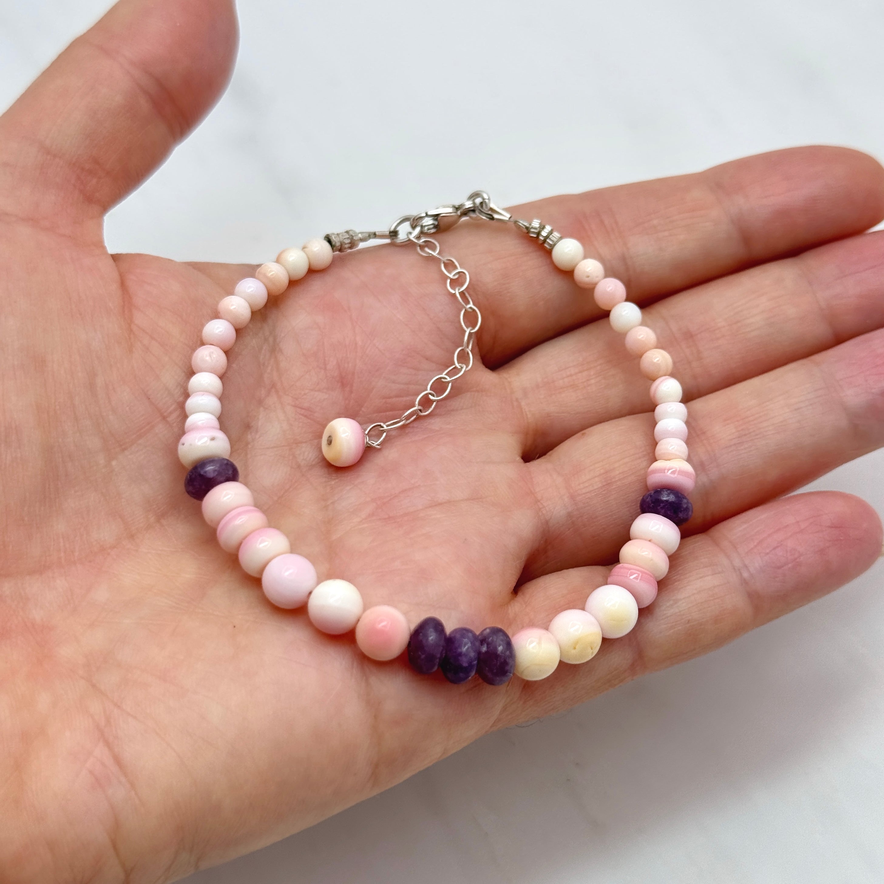 Pink Conch Shell & Lepidolite Bracelet