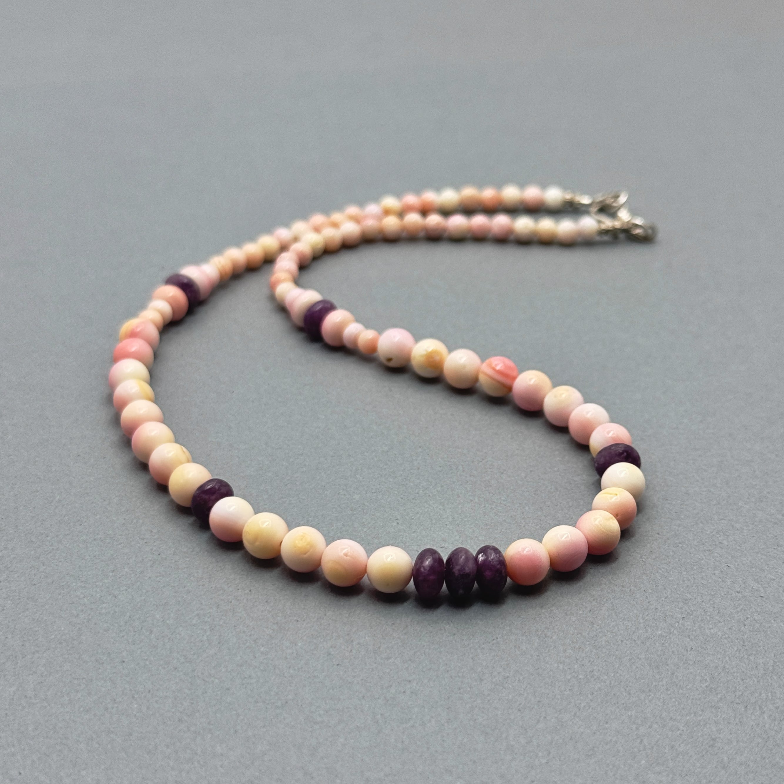 Pink Conch Shell & Lepidolite Necklace