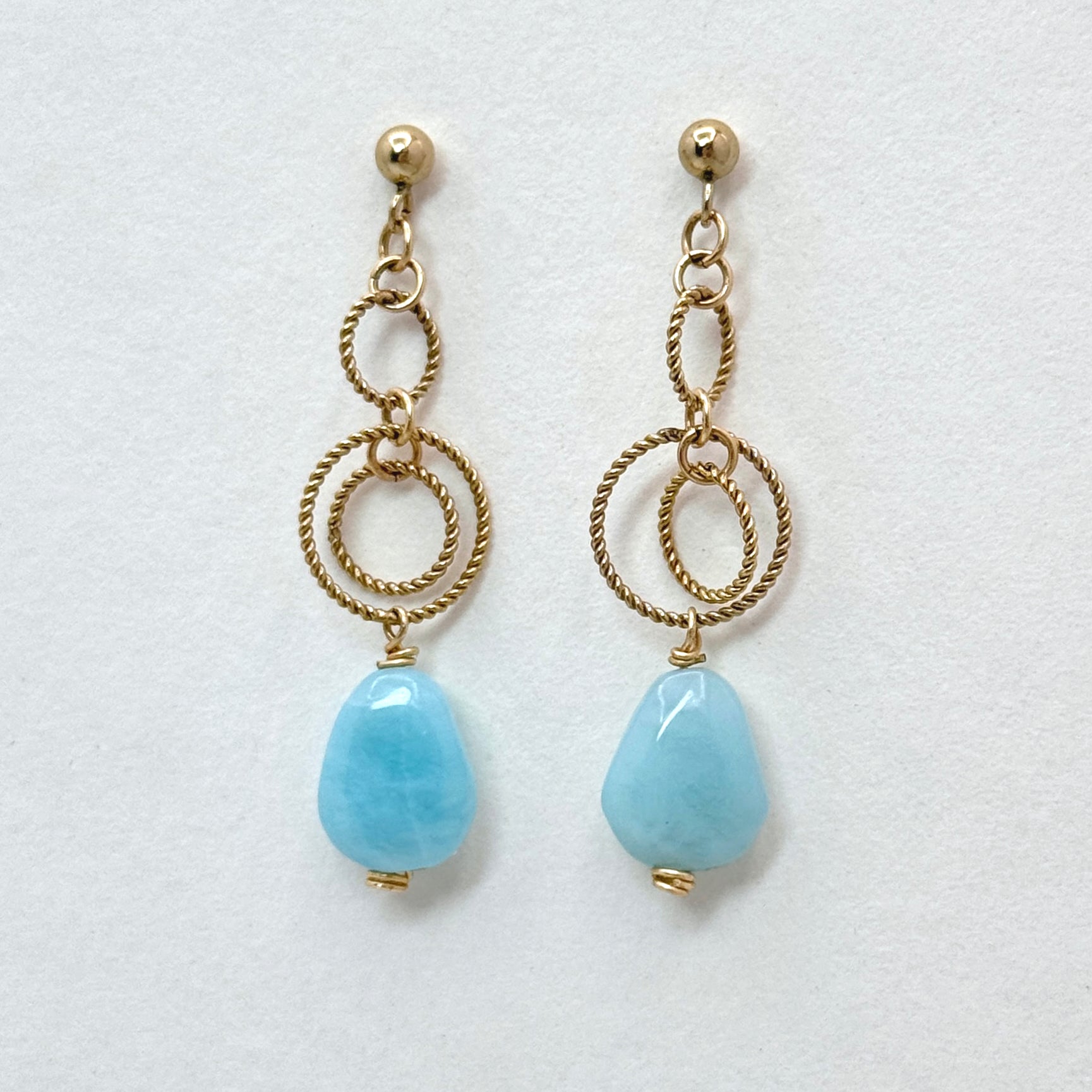 Larimar Gold-Filled Twisted Ring Earrings