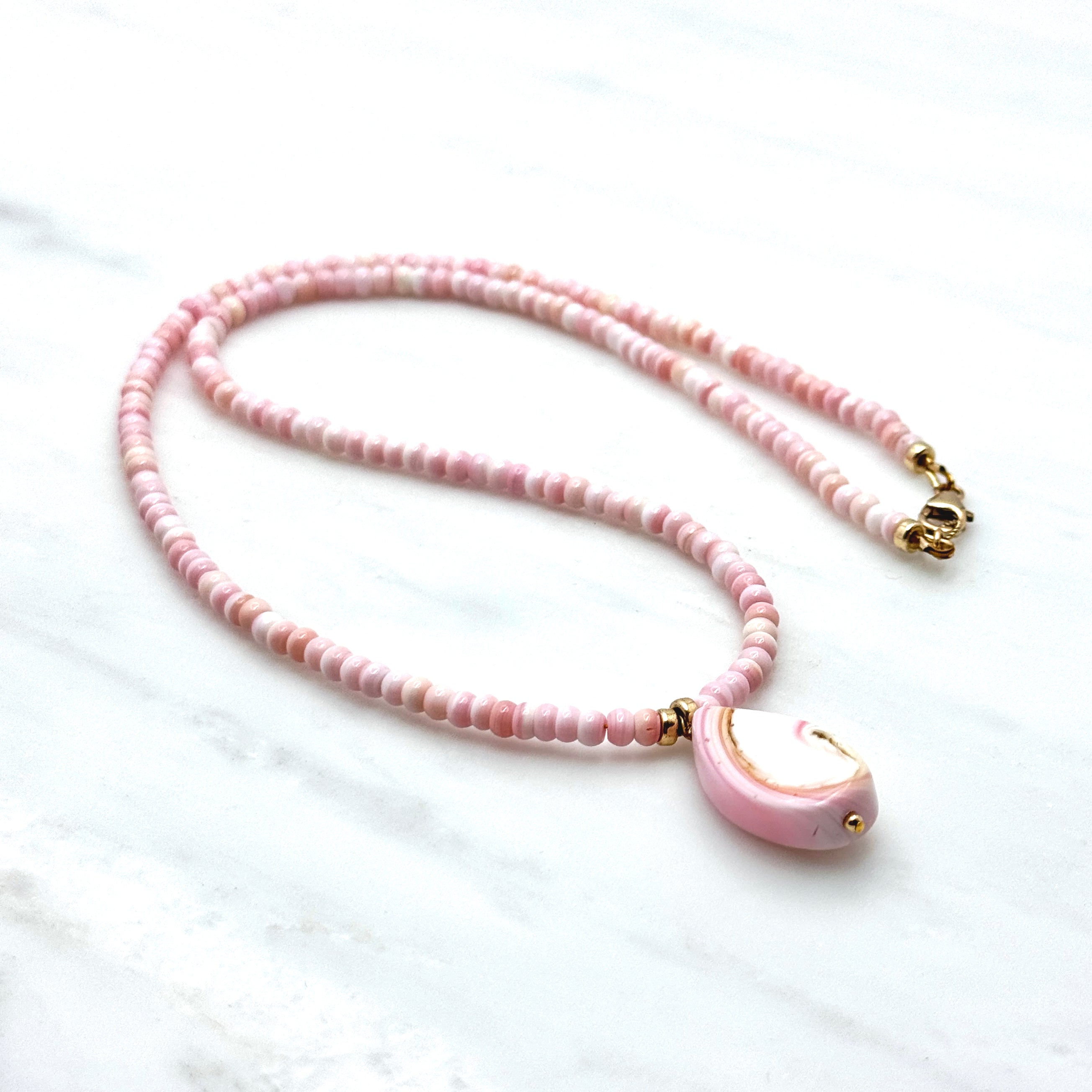 Pink Conch Gold-Filled Teardrop Necklace