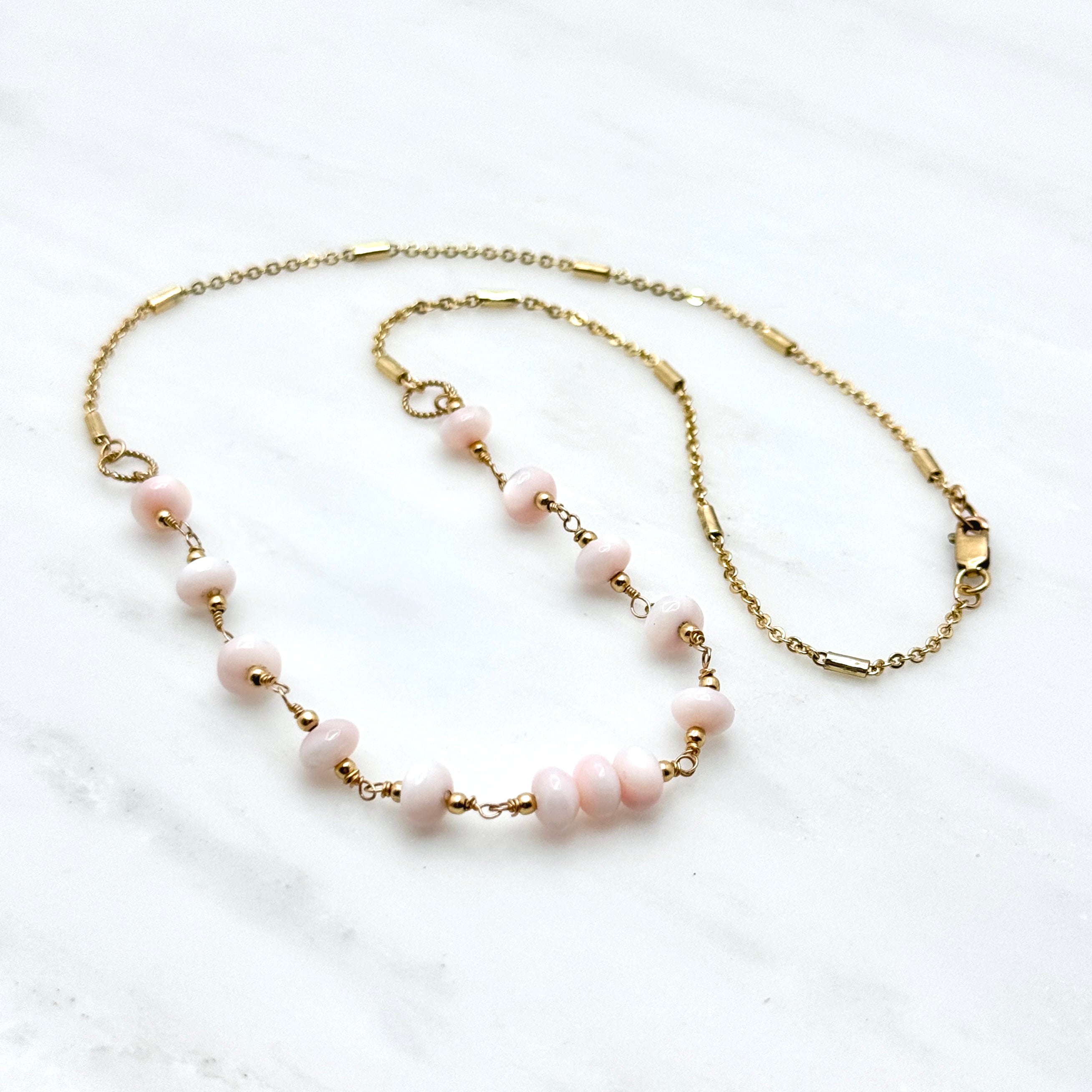 Pink Freshwater Shell Station Necklace