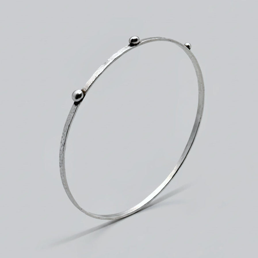 Hammered Sterling Silver Dot Bangle Bracelet