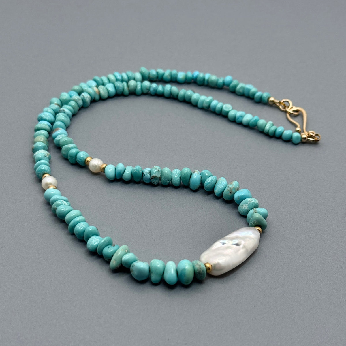 Turquoise & Baroque Pearl Vermeil Necklace