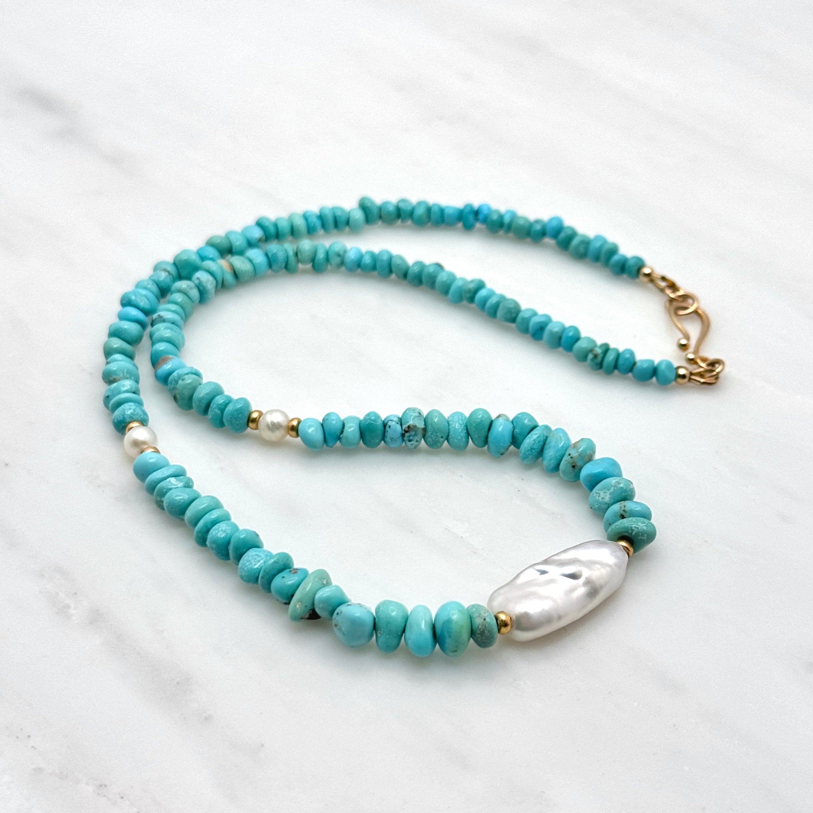Turquoise & Baroque Pearl Vermeil Necklace