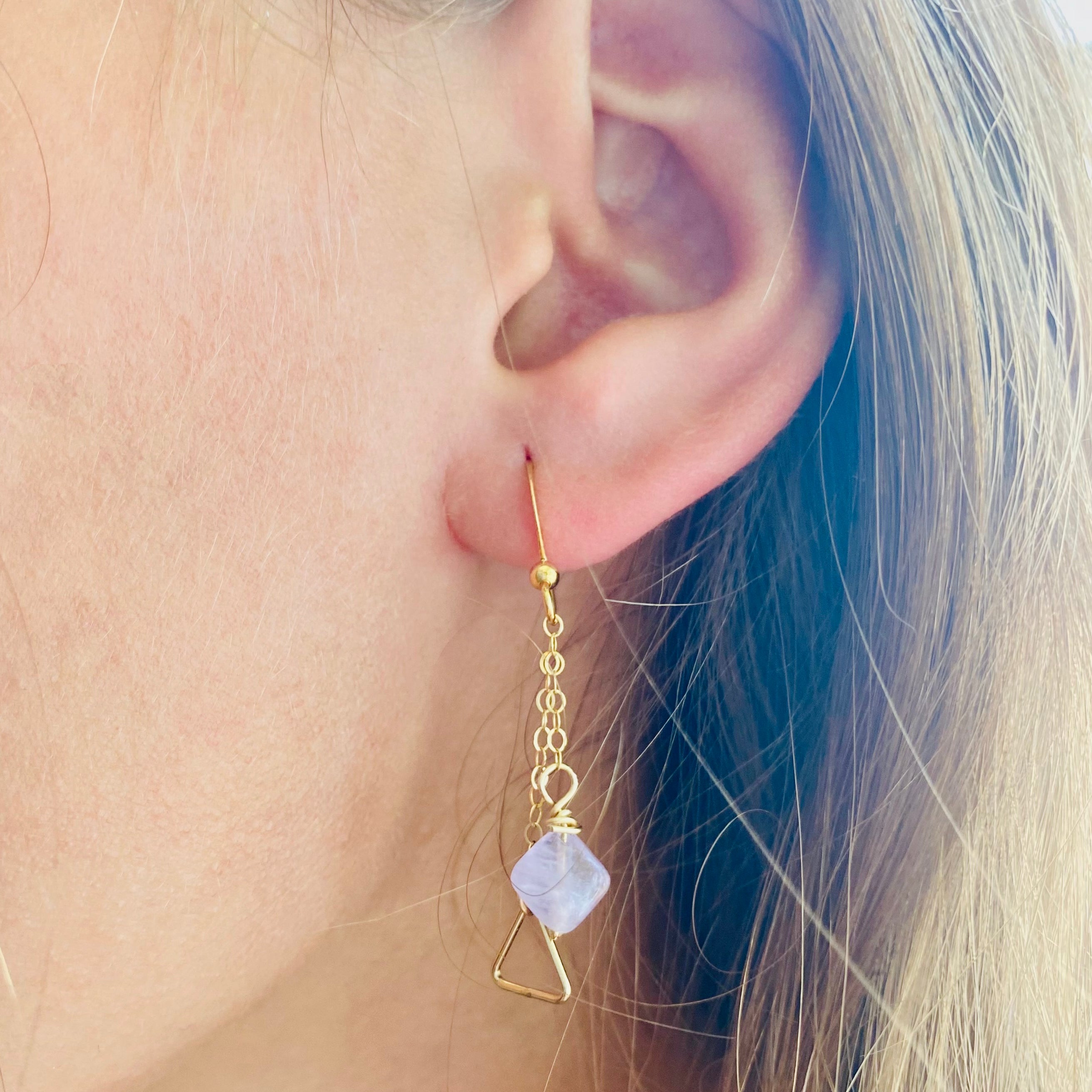 Lavender Amethyst Gold-Filled Chain Earrings
