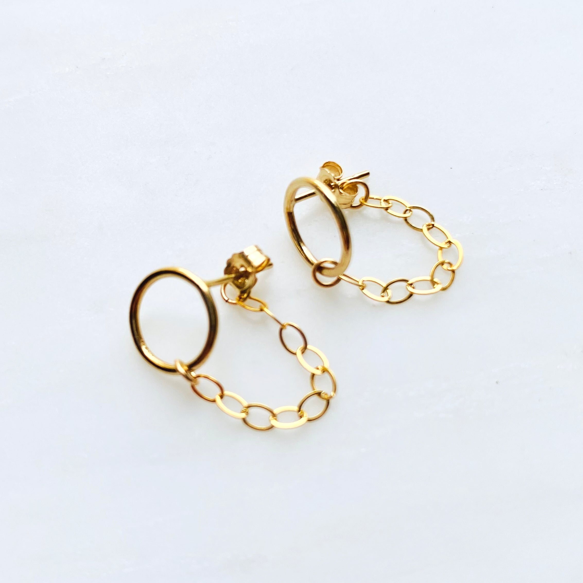 14K Gold-Filled Circle Chain Jacket Earrings