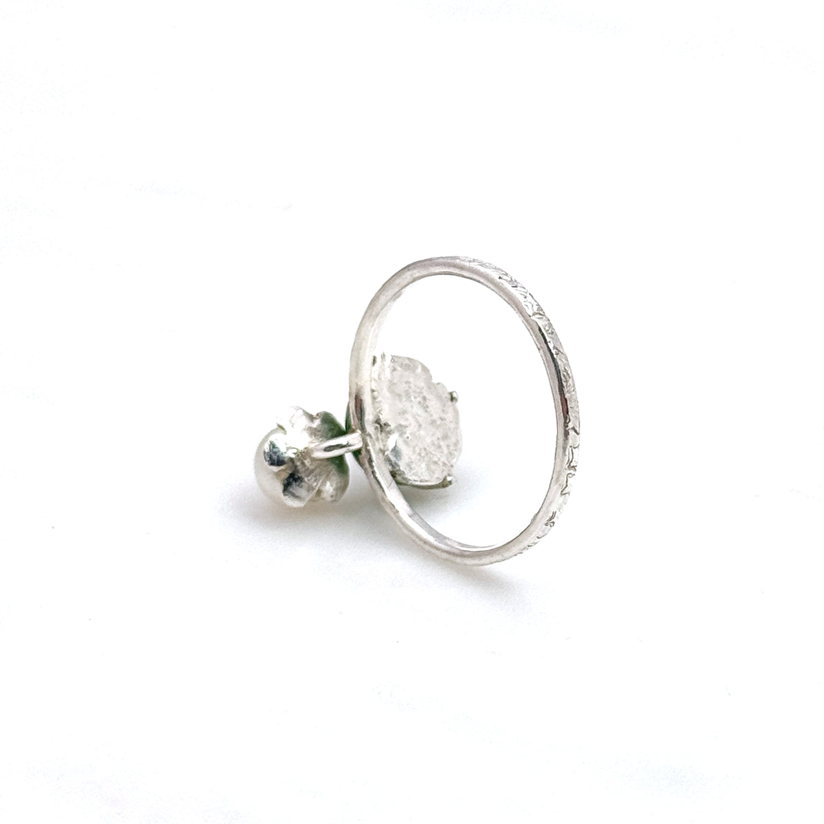 Green Turquoise & Pearl Sterling Silver Ring