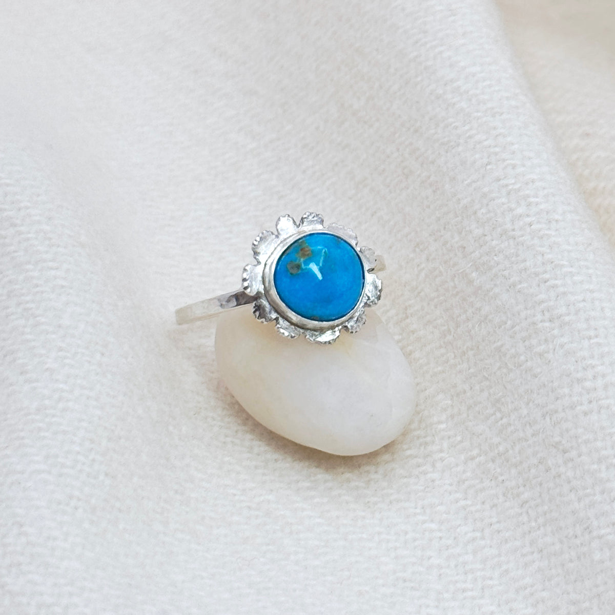 Blue Ridge Turquoise 925 Silver Flower Ring