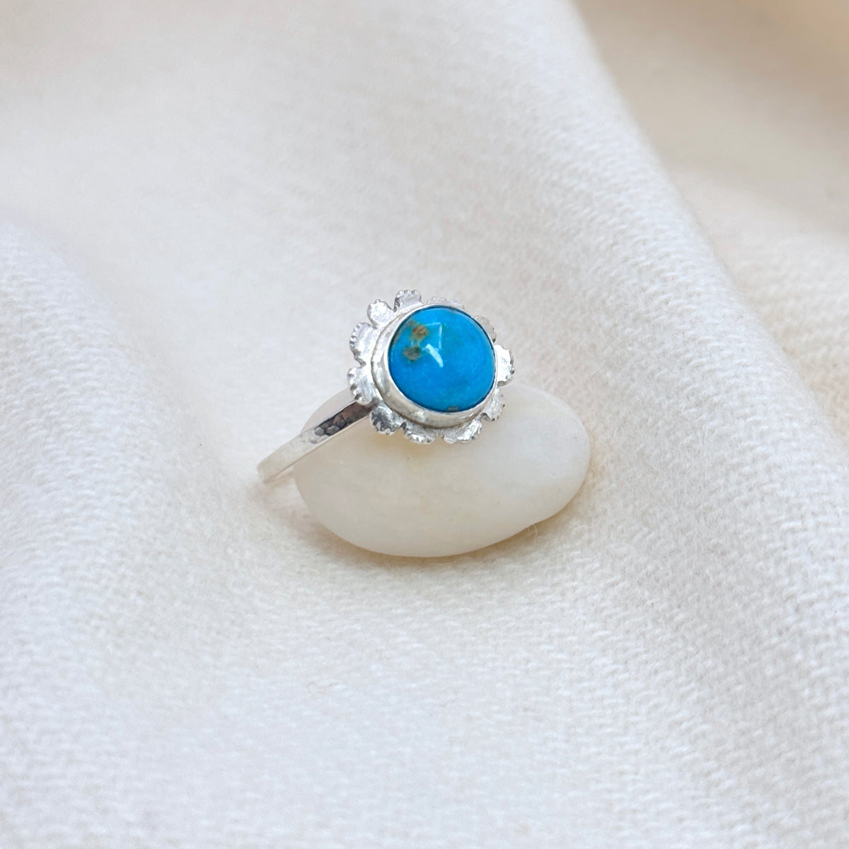 Blue Ridge Turquoise 925 Silver Flower Ring