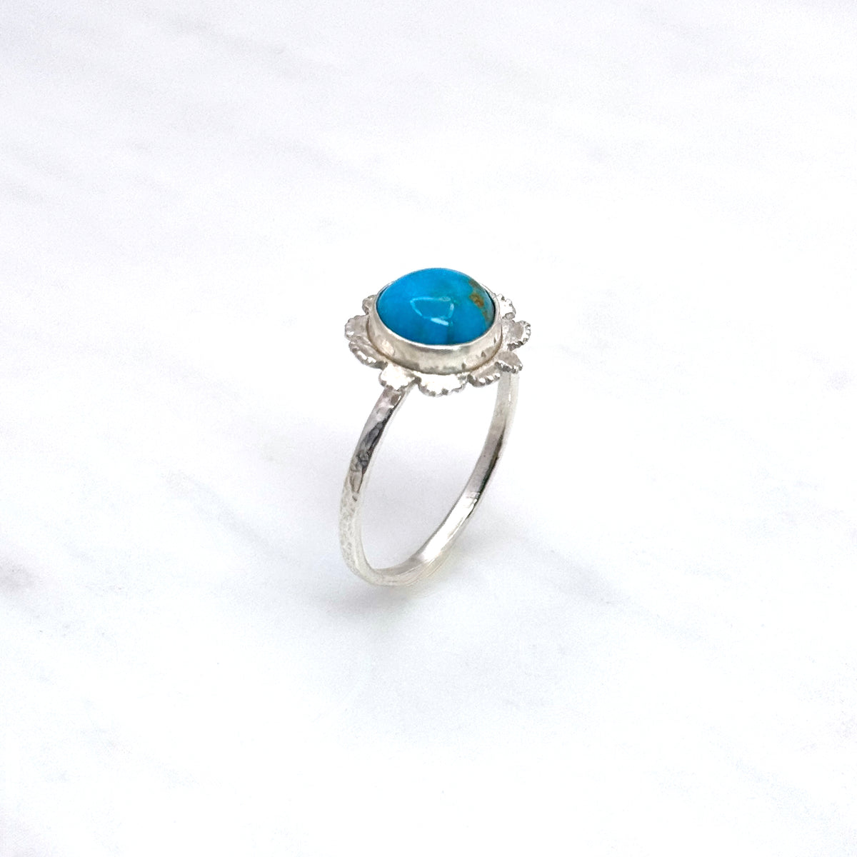 Blue Ridge Turquoise 925 Silver Flower Ring