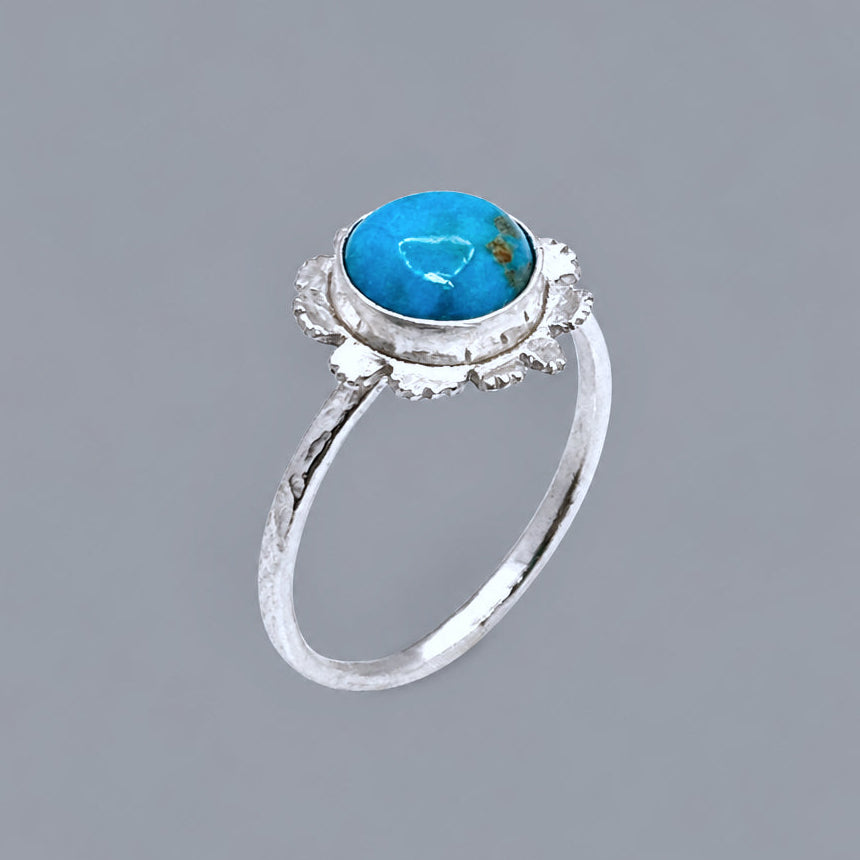Blue Ridge Turquoise 925 Silver Flower Ring