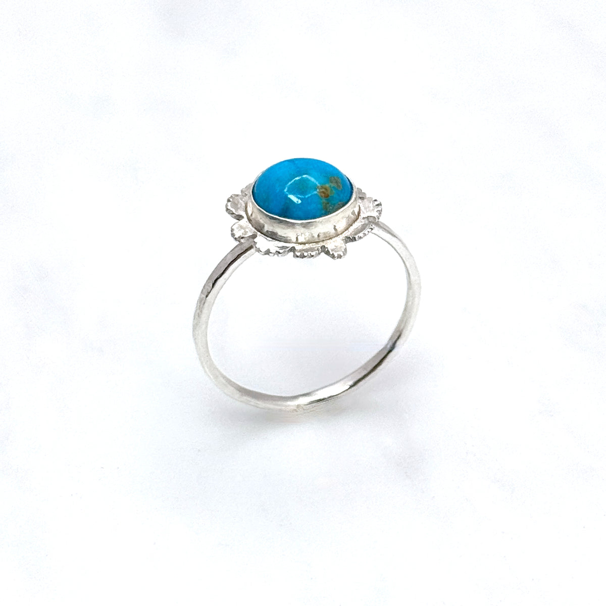 Blue Ridge Turquoise 925 Silver Flower Ring