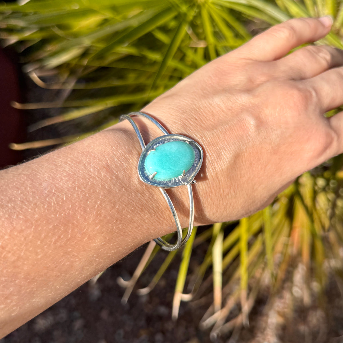 Amazonite Sterling Silver Statement Cuff