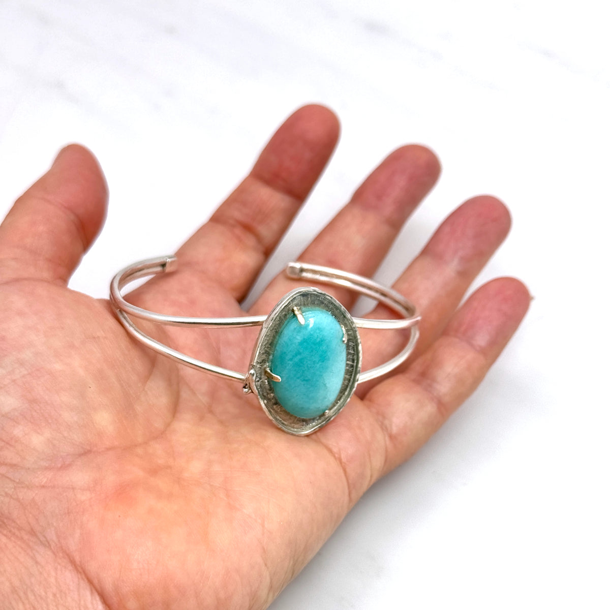 Amazonite Sterling Silver Statement Cuff