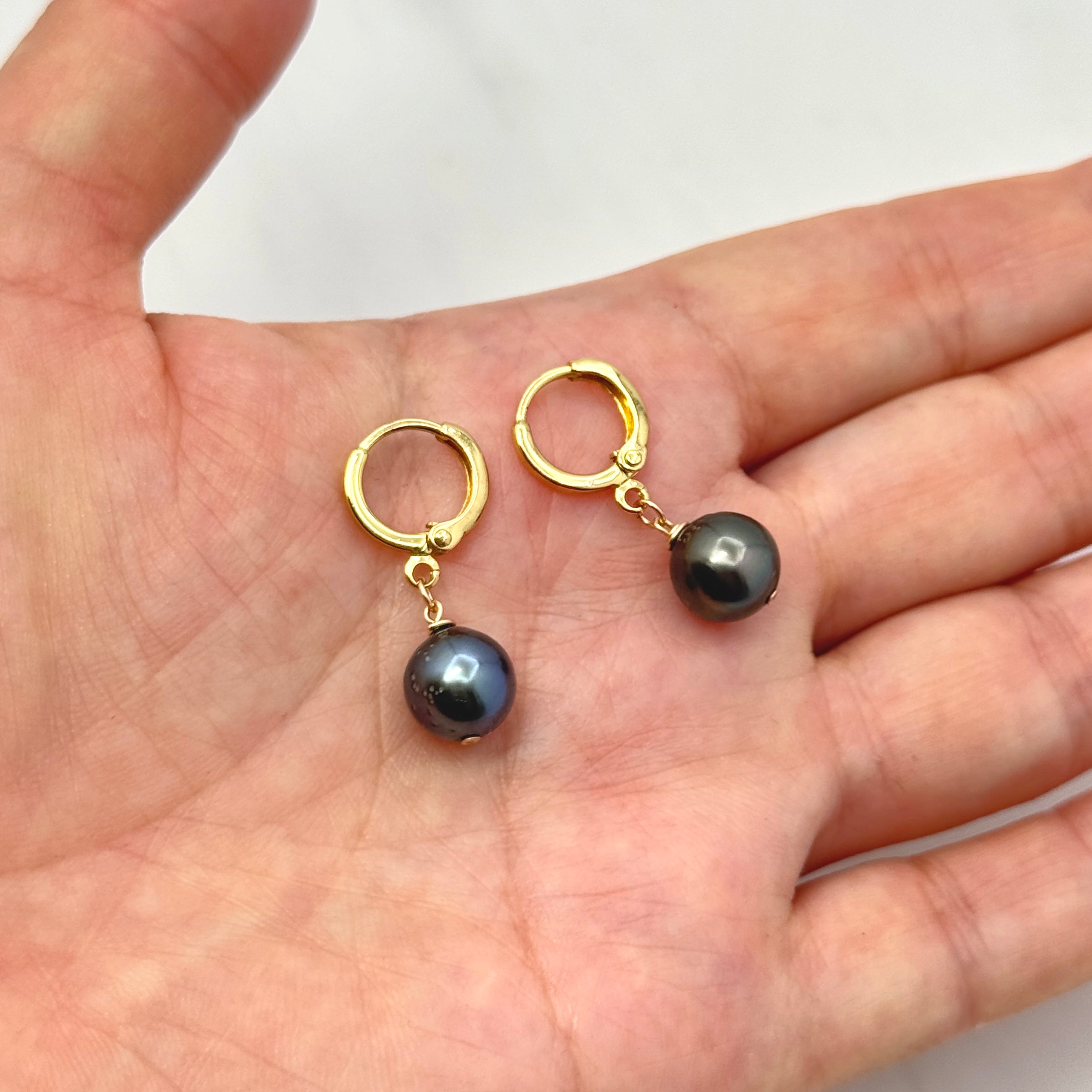 Tahitian Pearl Gold-Filled Huggie Earrings