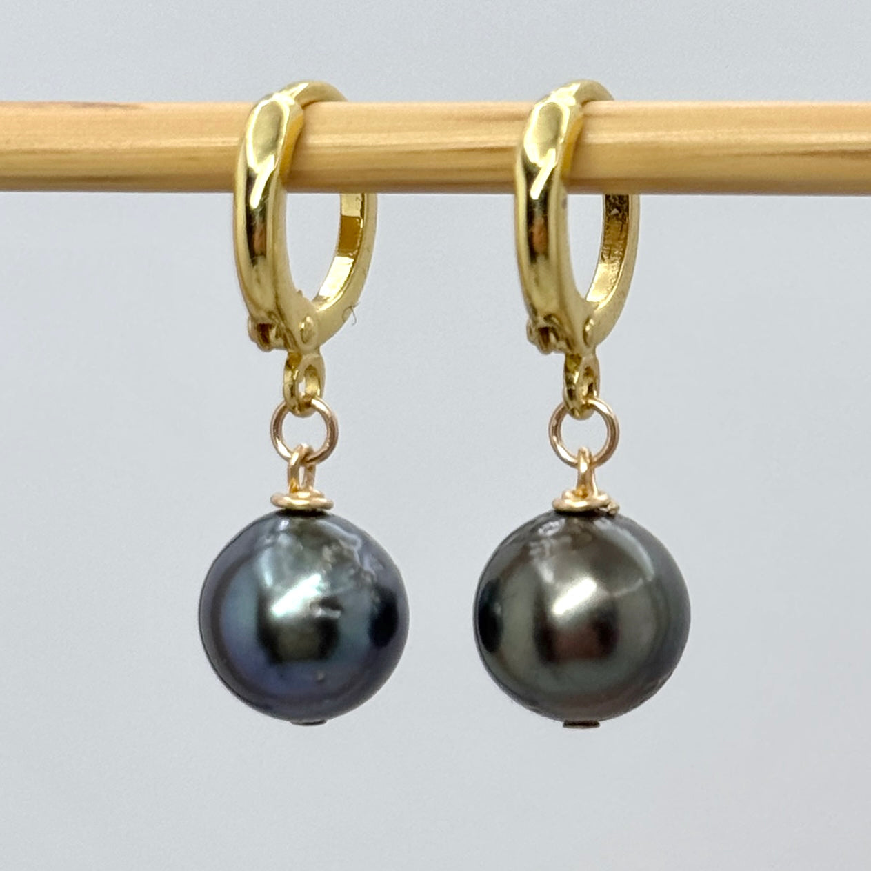 Tahitian Pearl Gold-Filled Huggie Earrings
