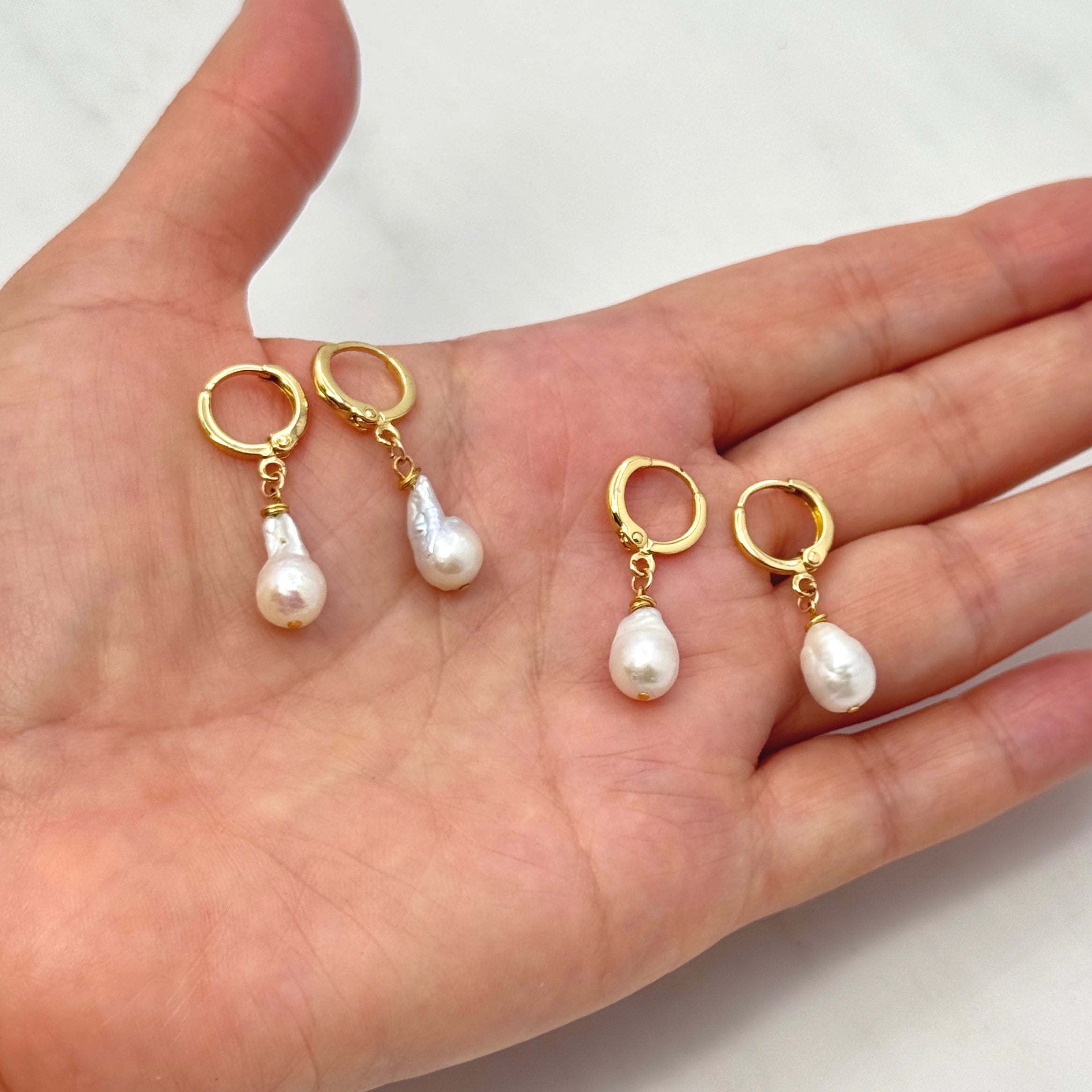 Baroque Pearl 14K Gold-Filled Huggie Earrings