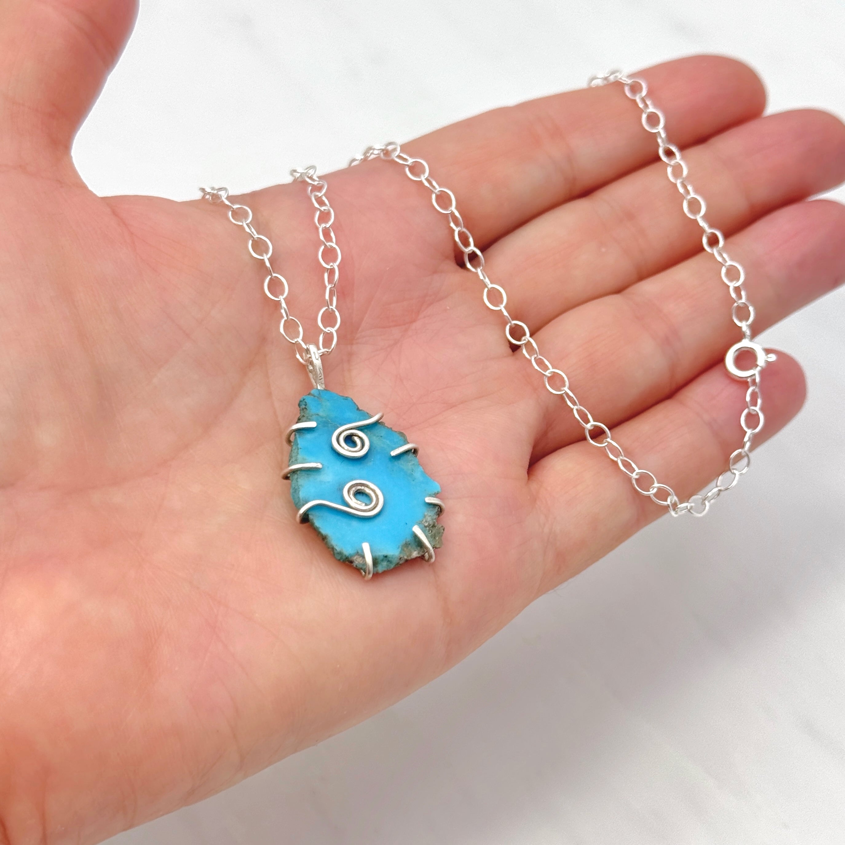 Kingman Turquoise 925 Silver Pendant Necklace