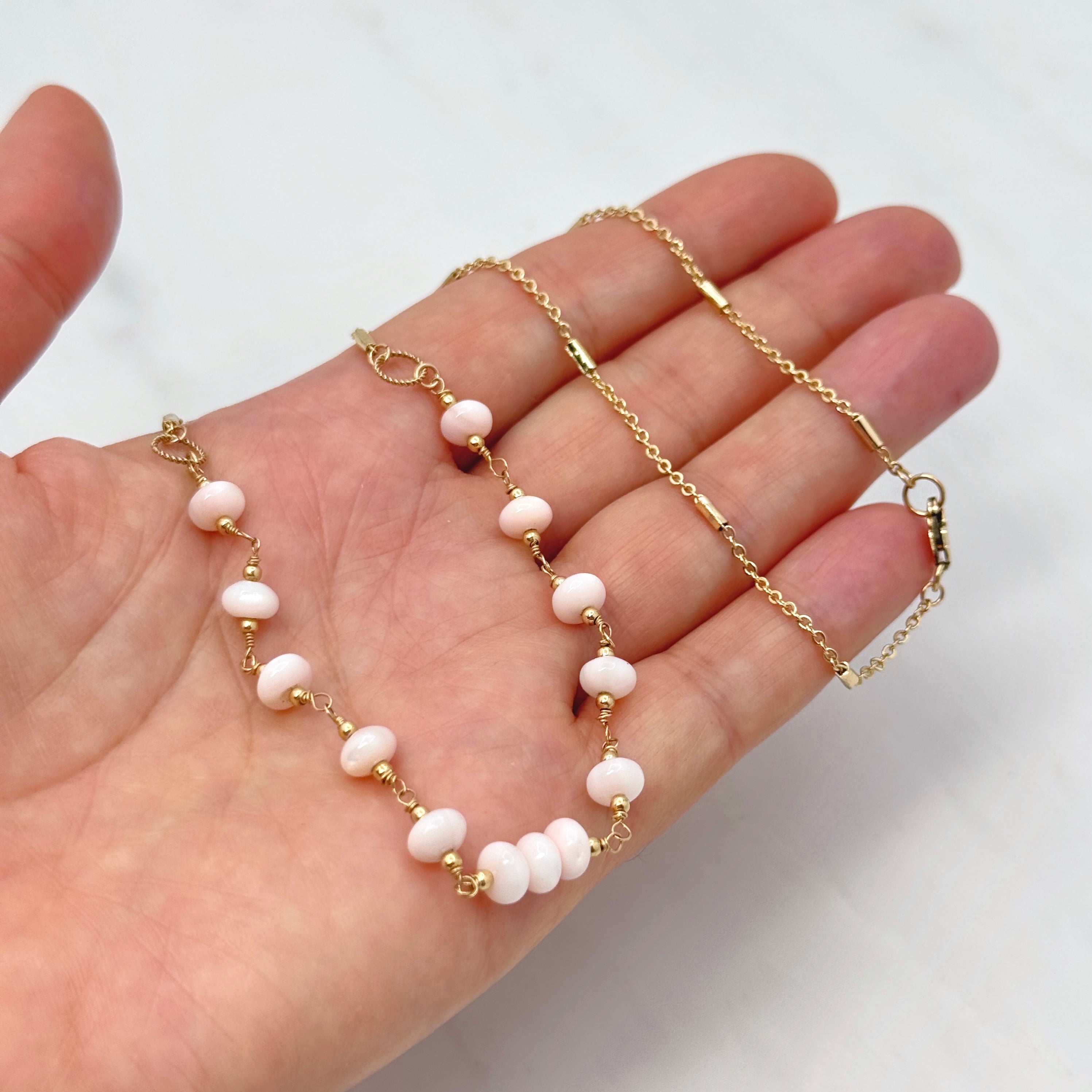 Pink Freshwater Shell Station Necklace