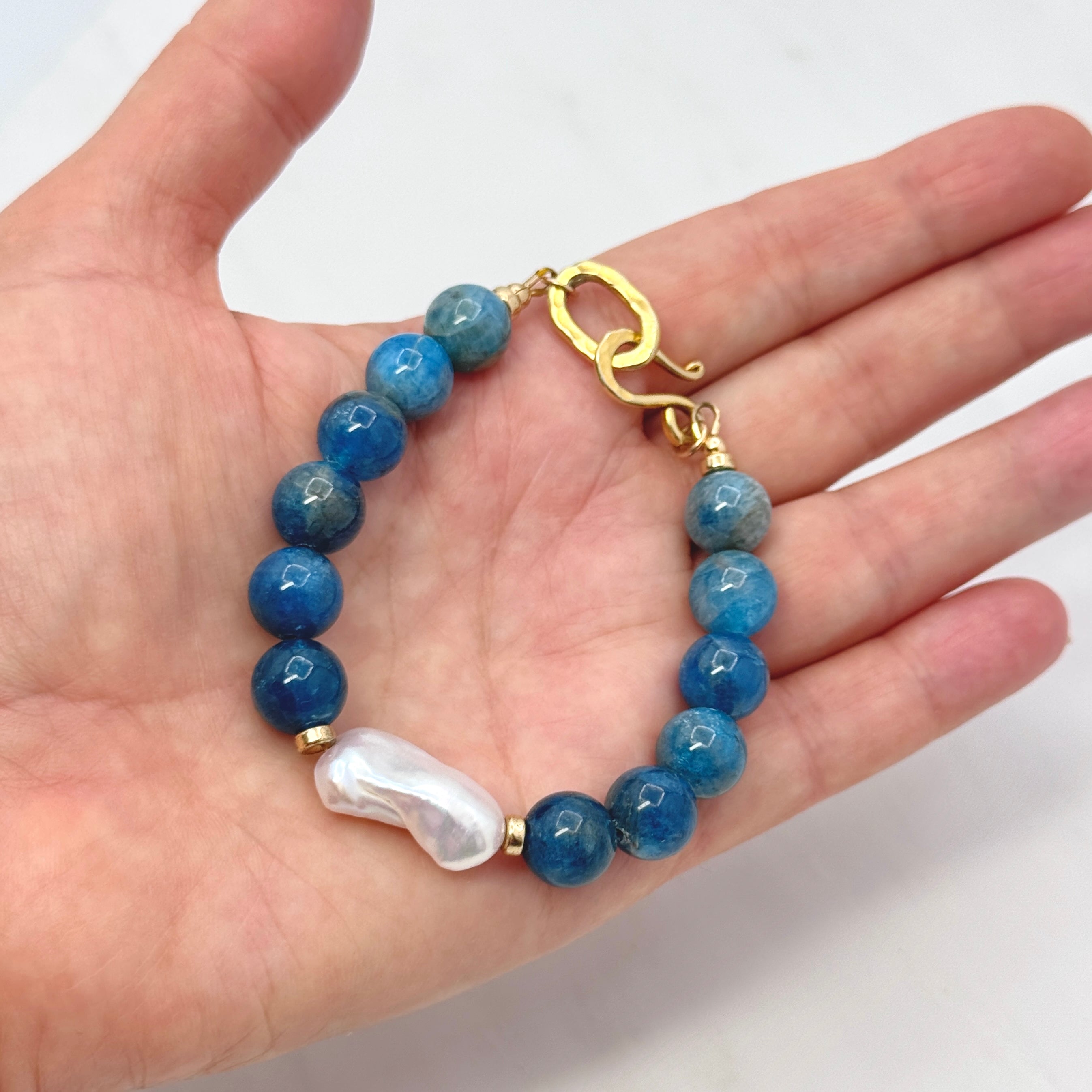 Bold Apatite & Baroque Pearl Vermeil Bracelet