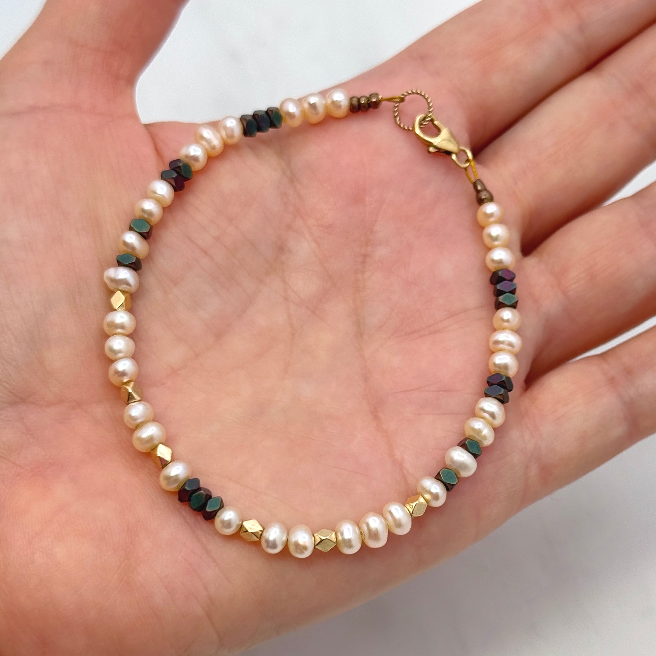 Ivory Pearl, Hematite, & Gold-Filled Bracelet