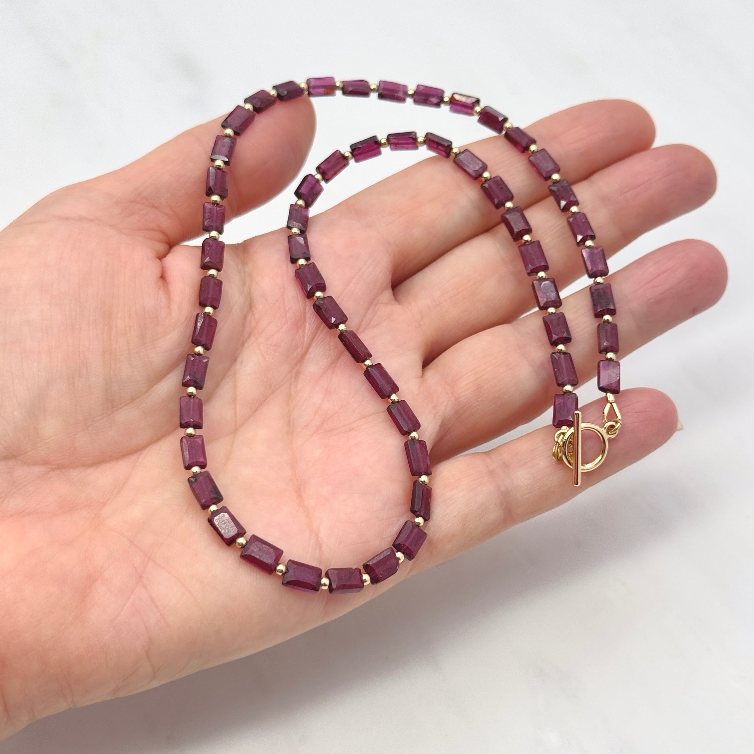 Faceted Garnet Gold-Filled Necklace