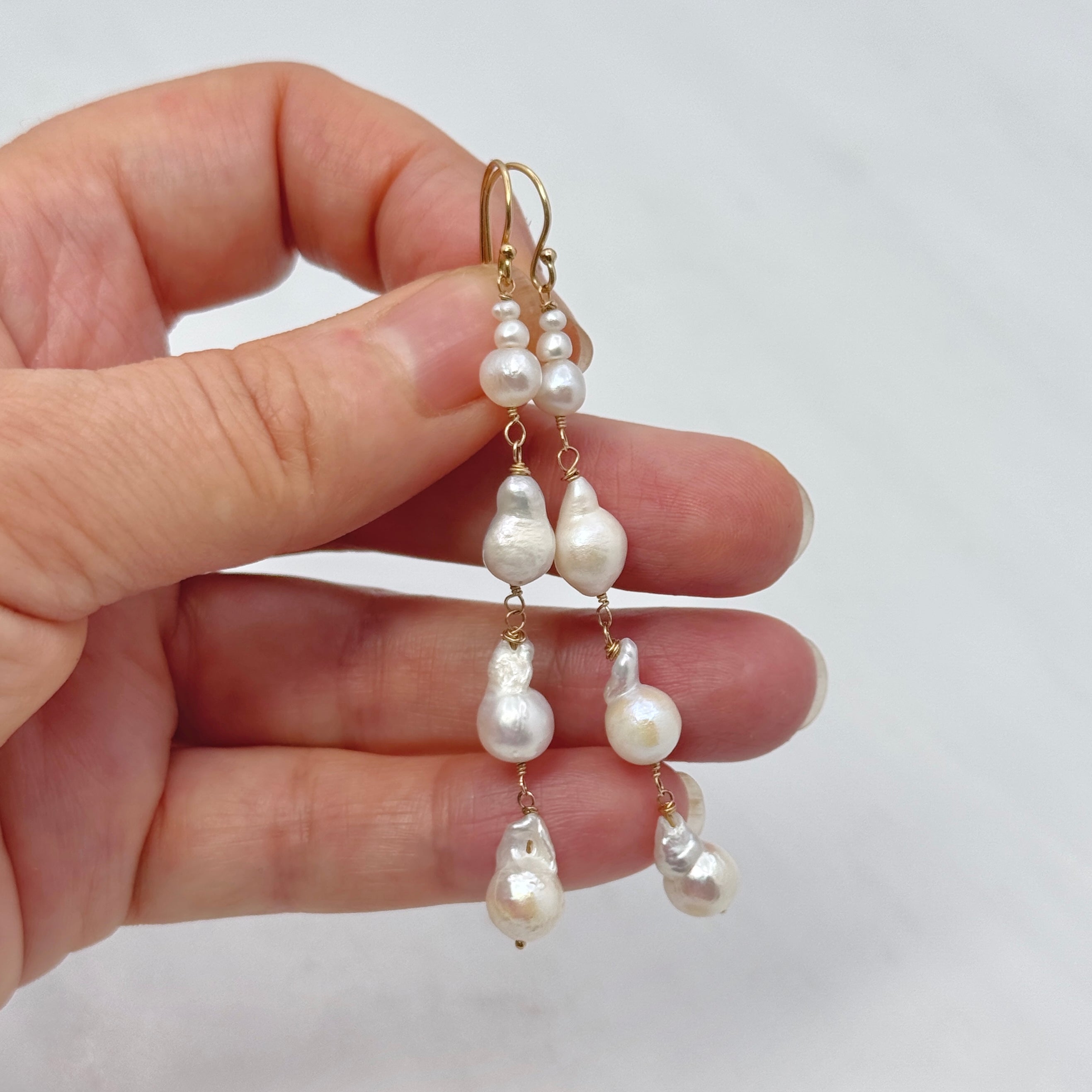 Baroque Pearl Gold-Filled Cascading Earrings