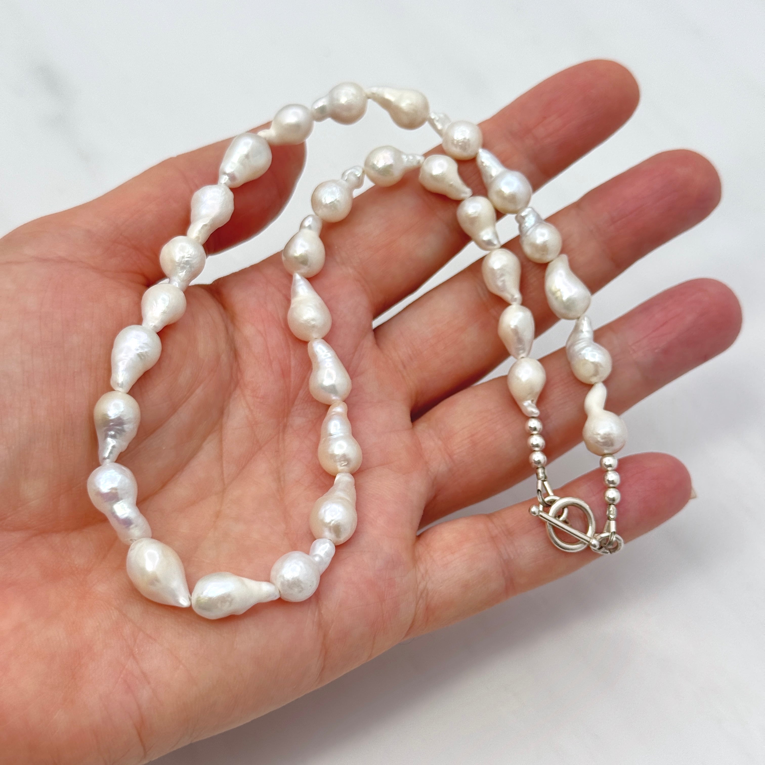 White Baroque Pearl Sterling Silver Necklace
