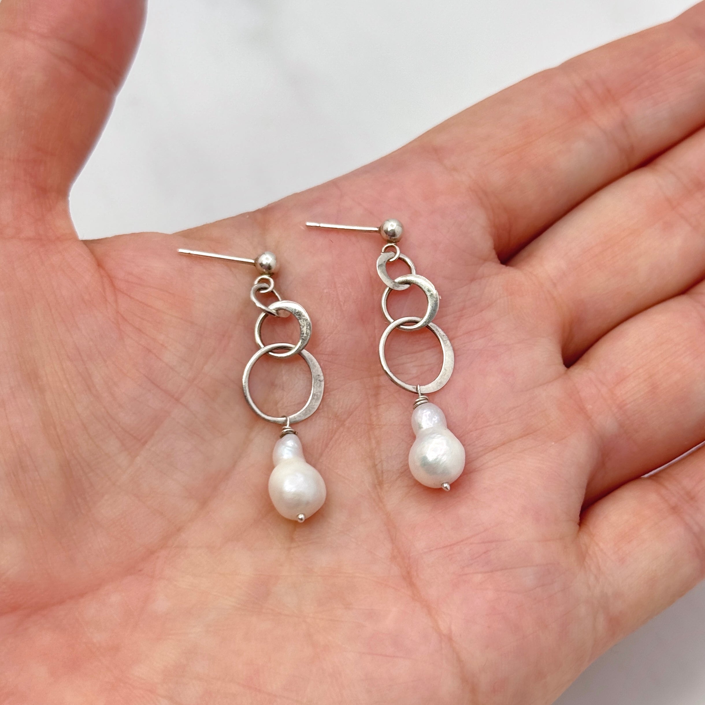 Baroque Pearl Sterling Silver Stud Earrings