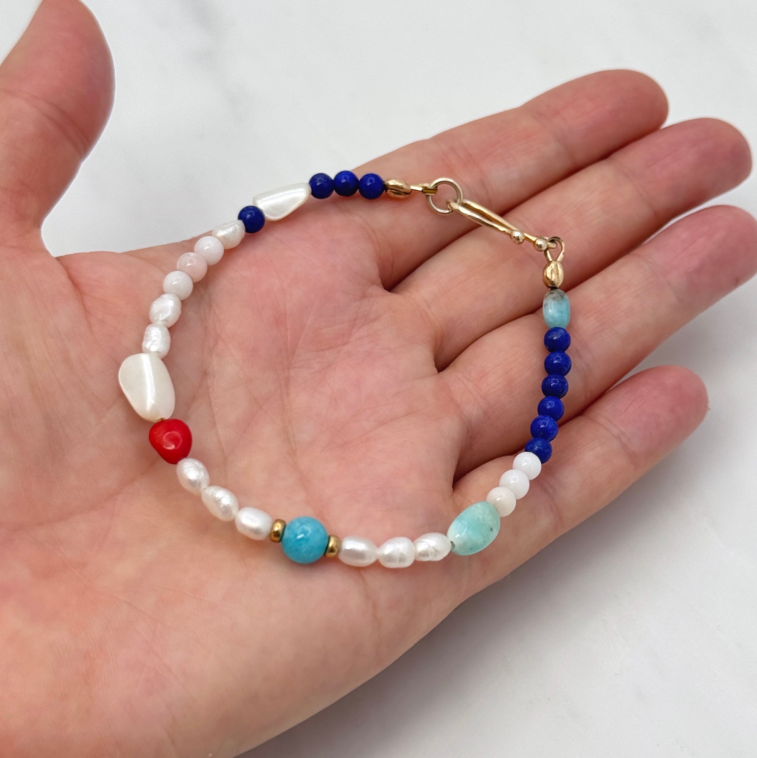 Coastal Multi-Stone Vermeil Hook Bracelet