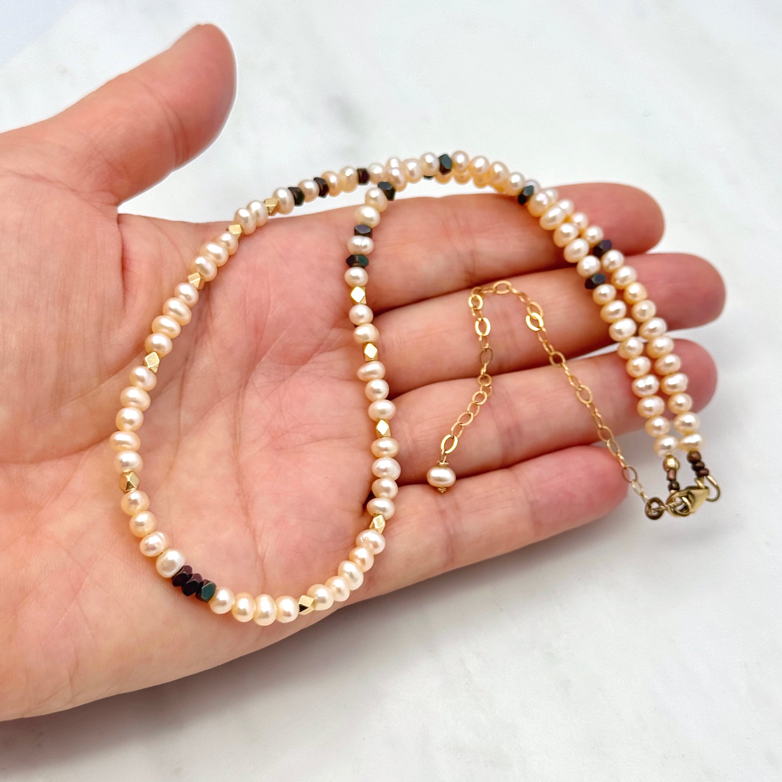 Ivory Pearl, Hematite, & Gold-Filled Necklace
