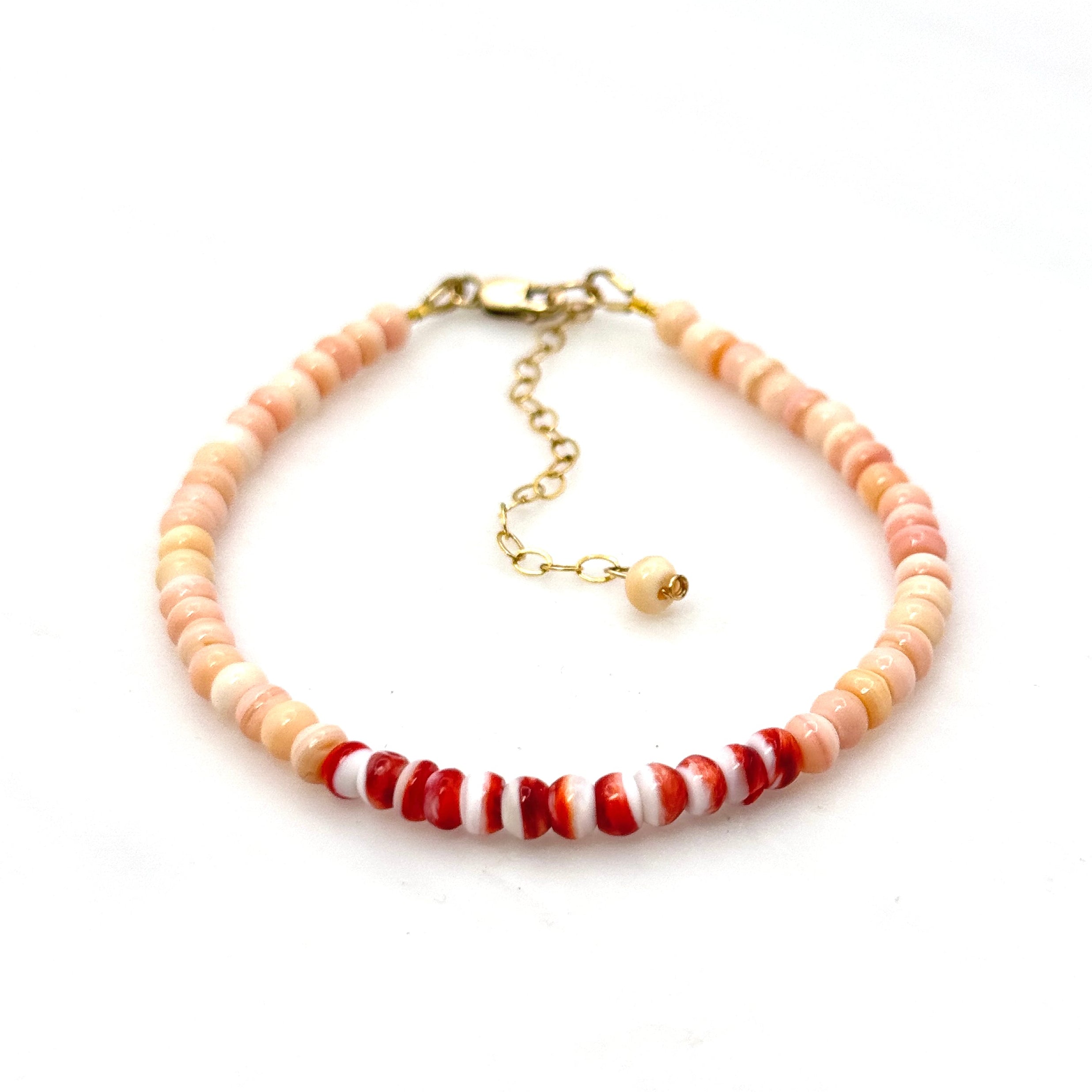 Pink Conch & Red Spiny Oyster Shell Bracelet