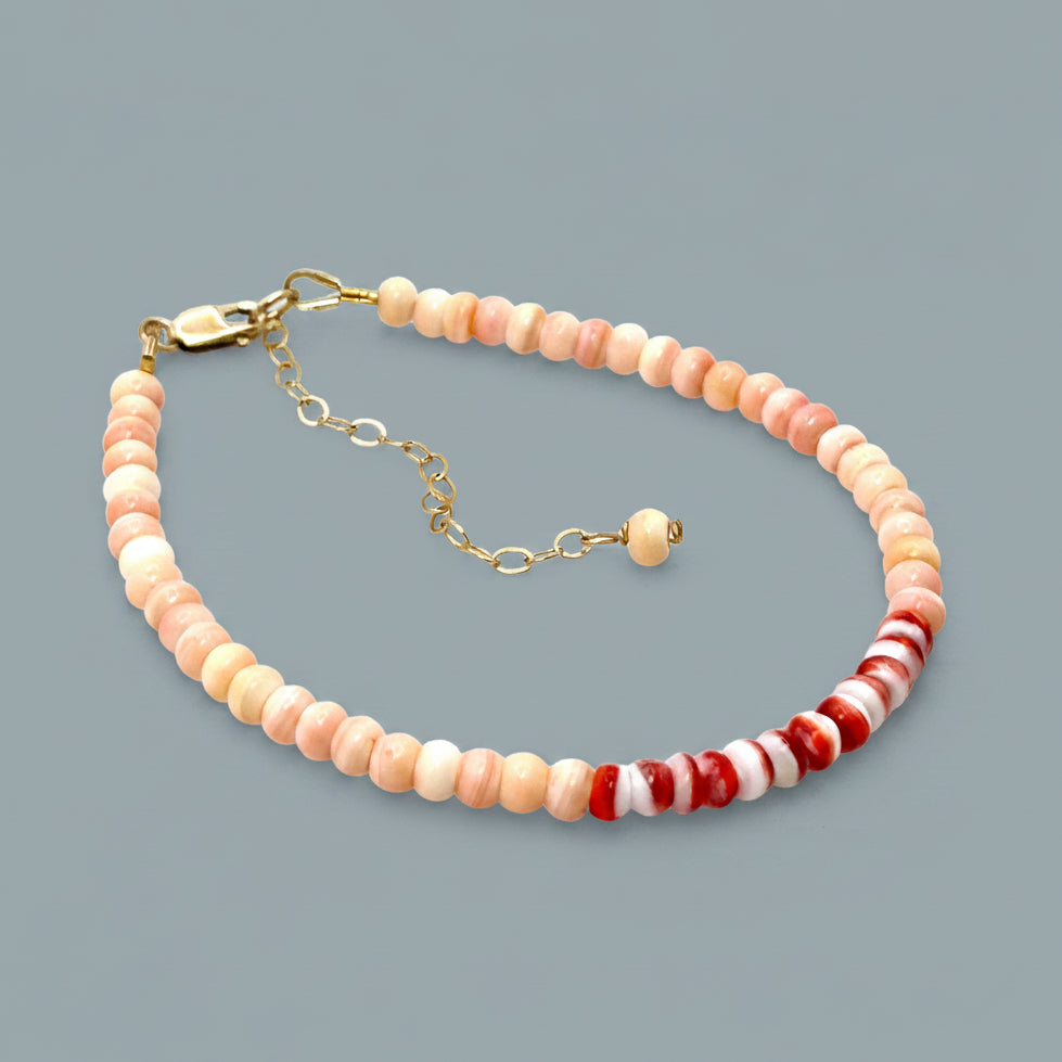 Pink Conch & Red Spiny Oyster Shell Bracelet