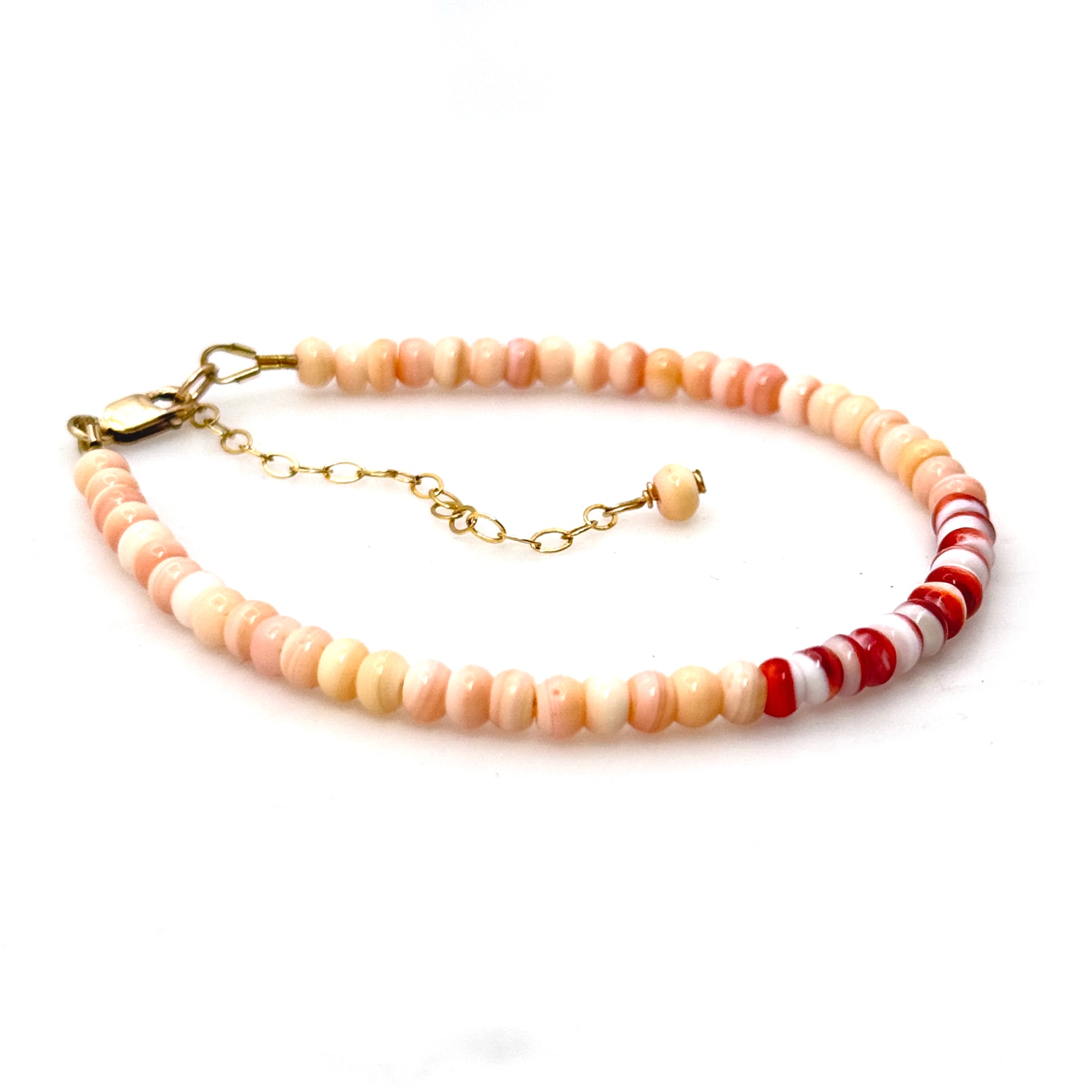Pink Conch & Red Spiny Oyster Shell Bracelet