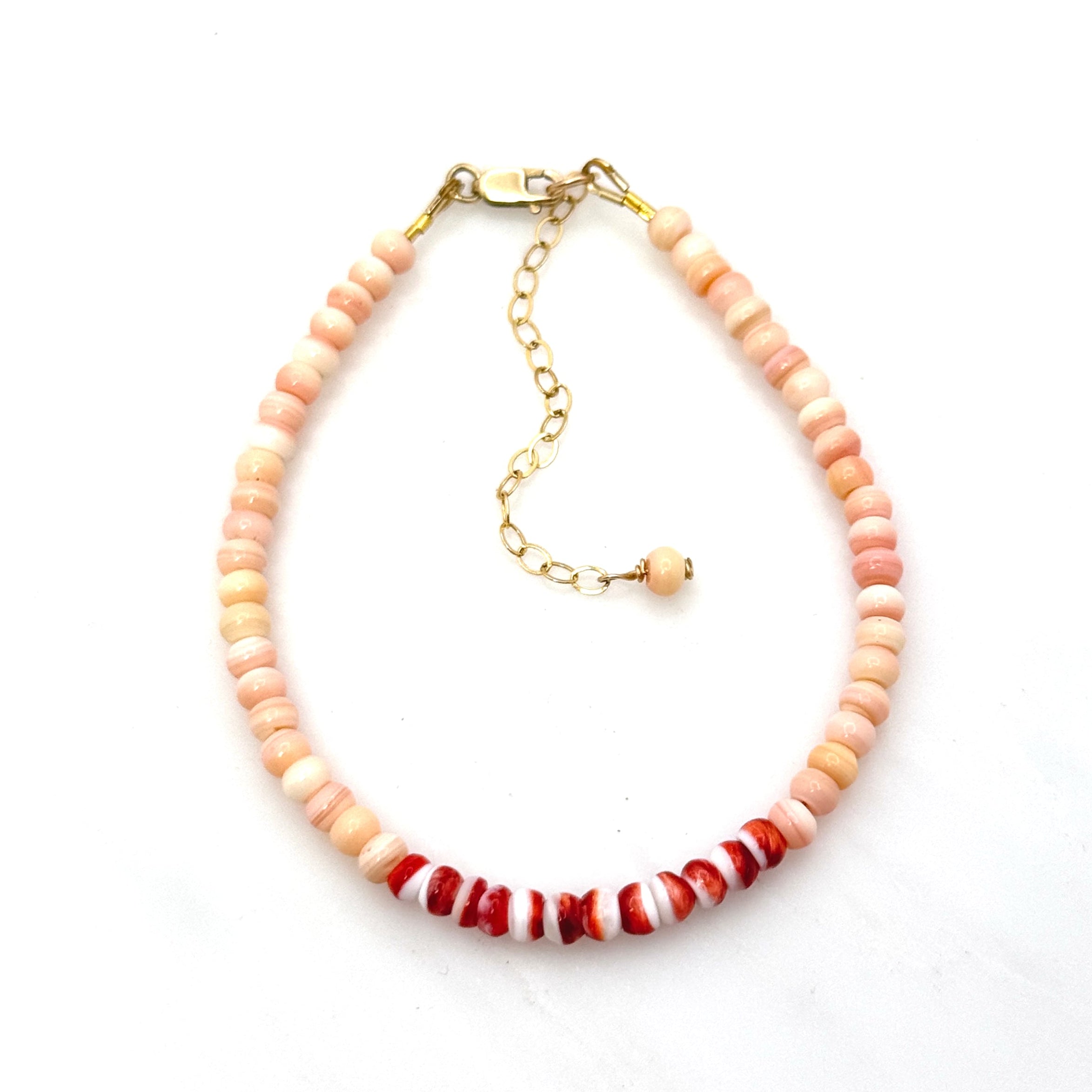 Pink Conch & Red Spiny Oyster Shell Bracelet