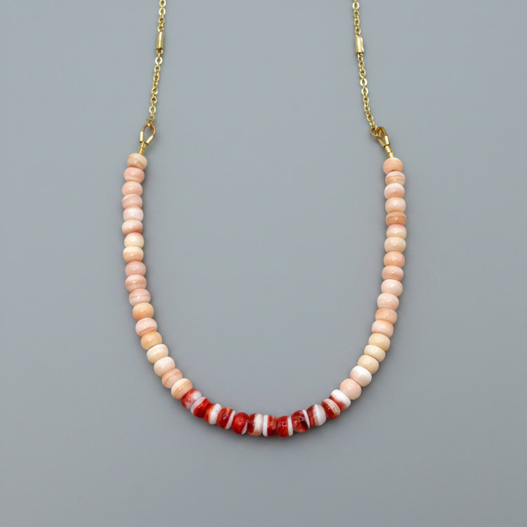 Pink Conch & Red Spiny Oyster Shell Necklace