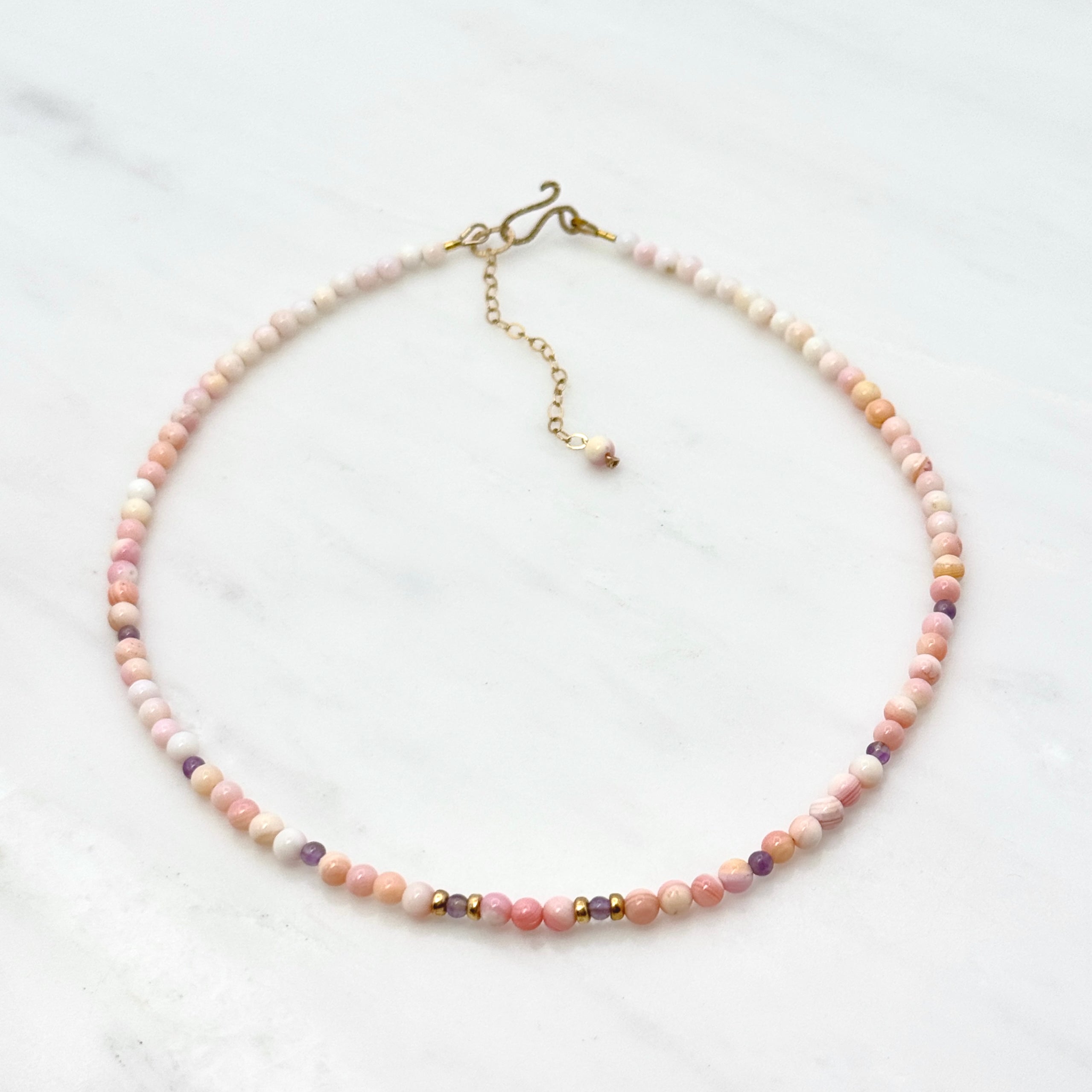 Pink Conch Shell & Amethyst Necklace