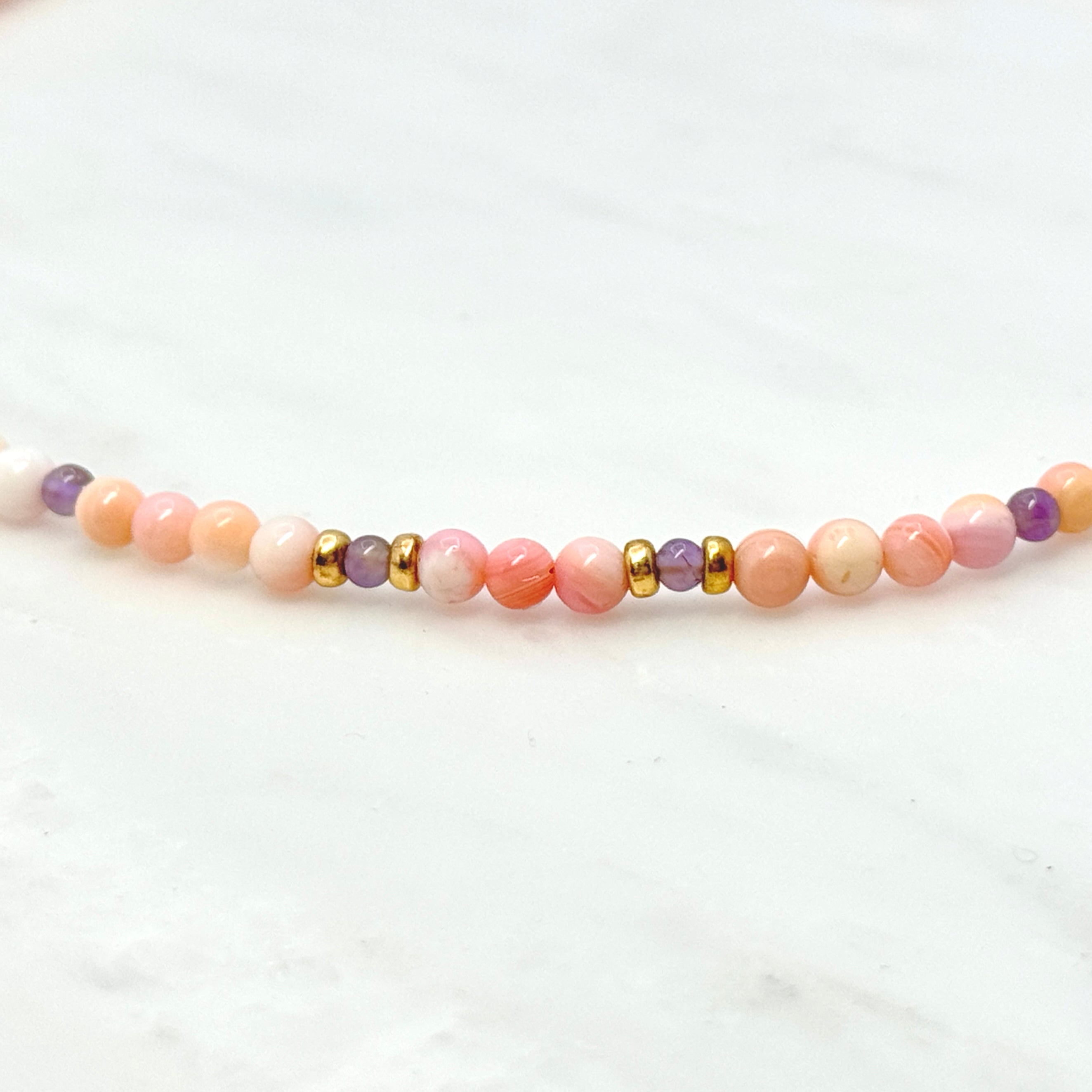 Pink Conch Shell & Amethyst Necklace