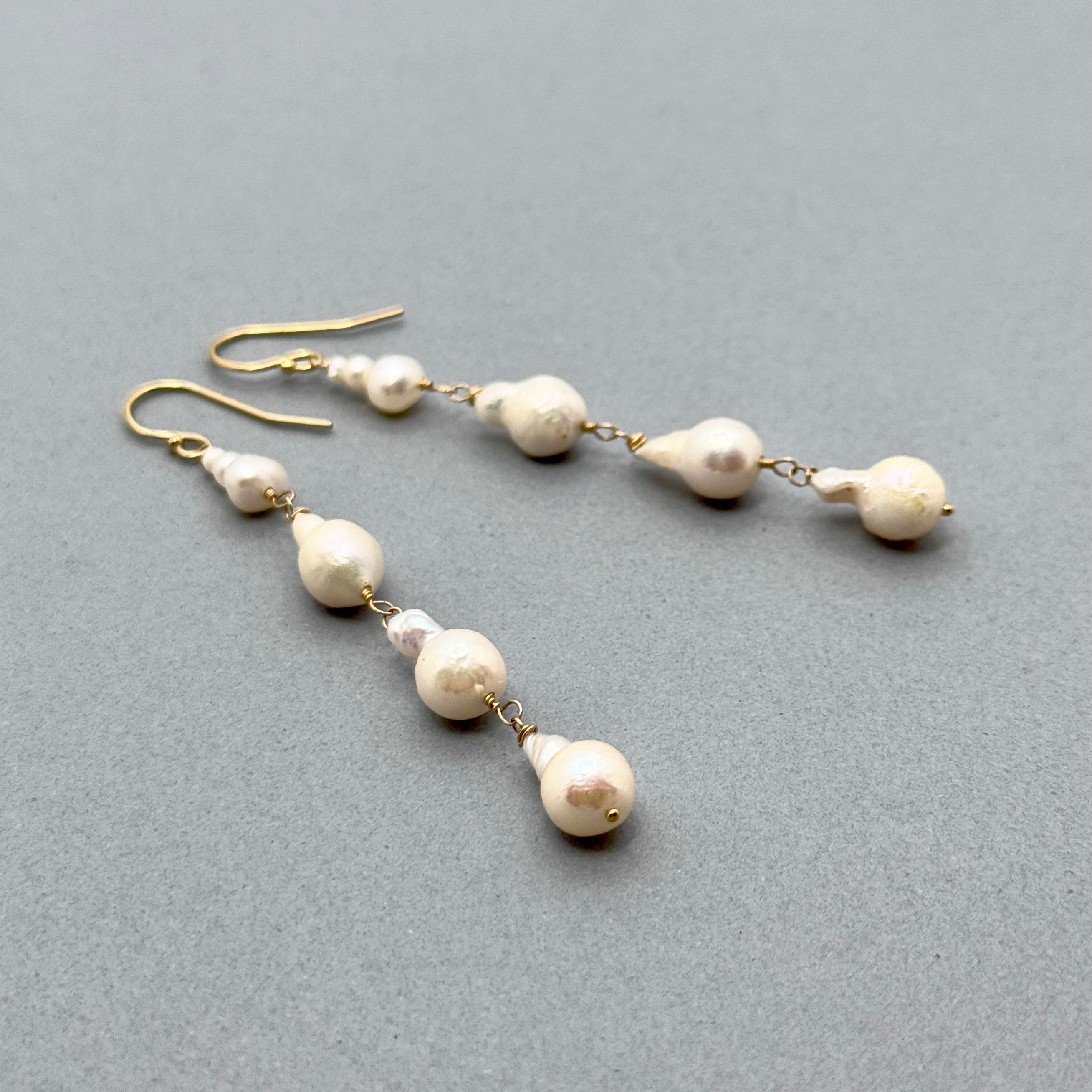 Baroque Pearl Gold-Filled Cascading Earrings