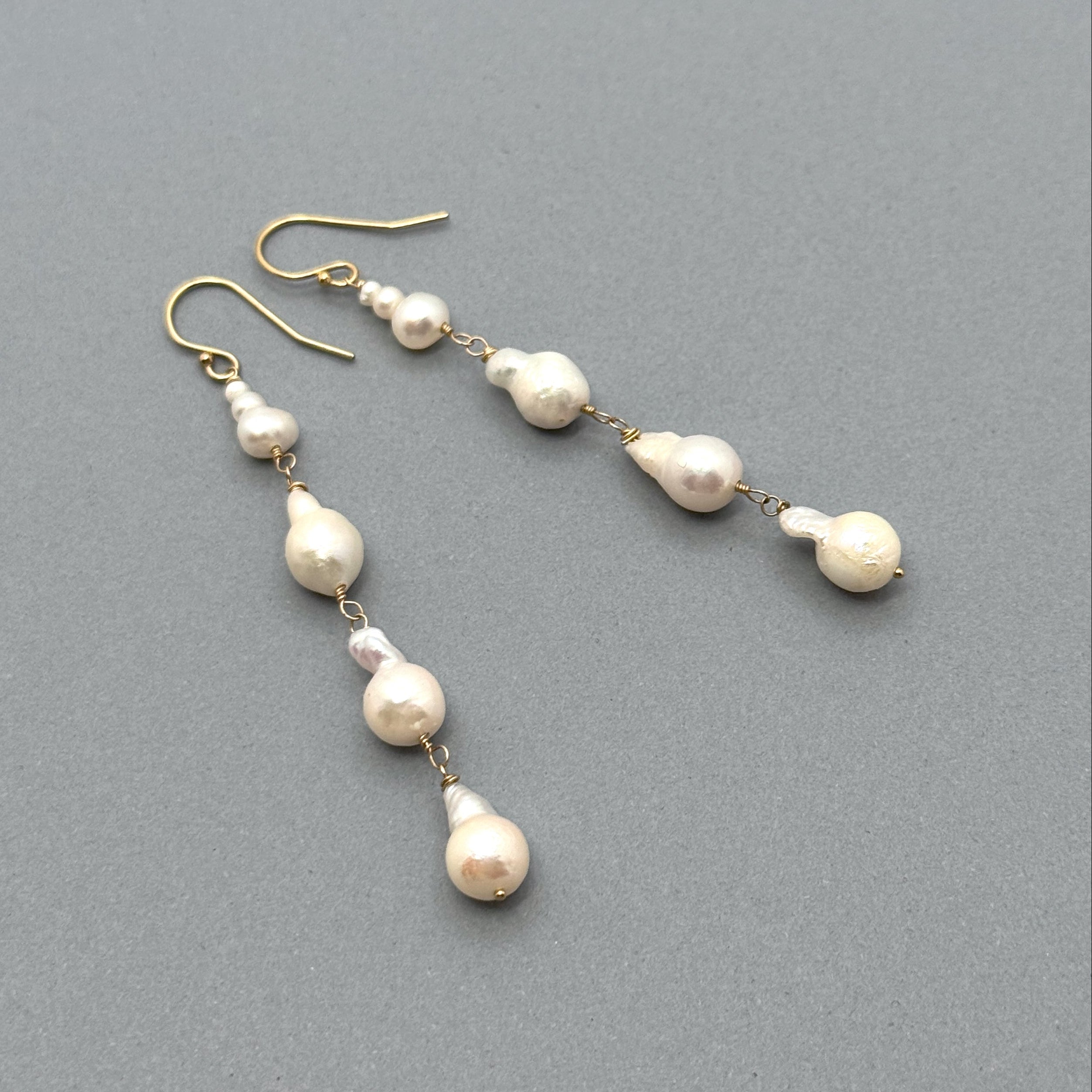 Baroque Pearl Gold-Filled Cascading Earrings
