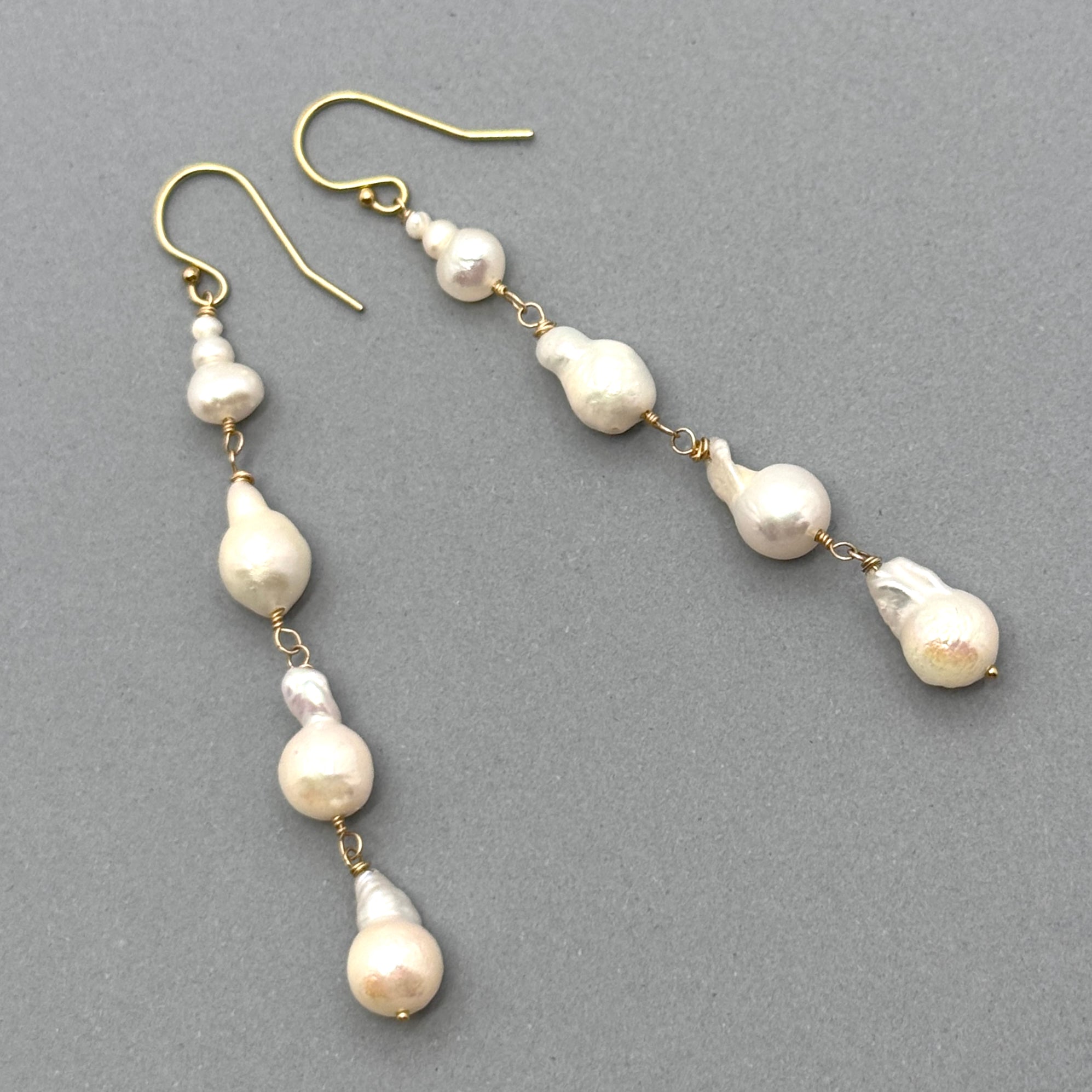 Baroque Pearl Gold-Filled Cascading Earrings