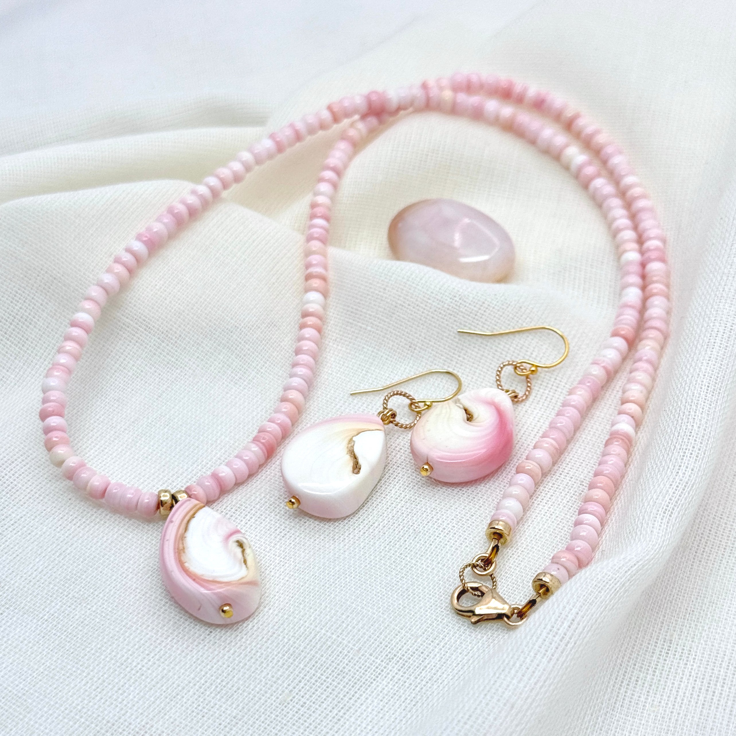 Pink Conch Shell Teardrop 14Kt GF Earrings