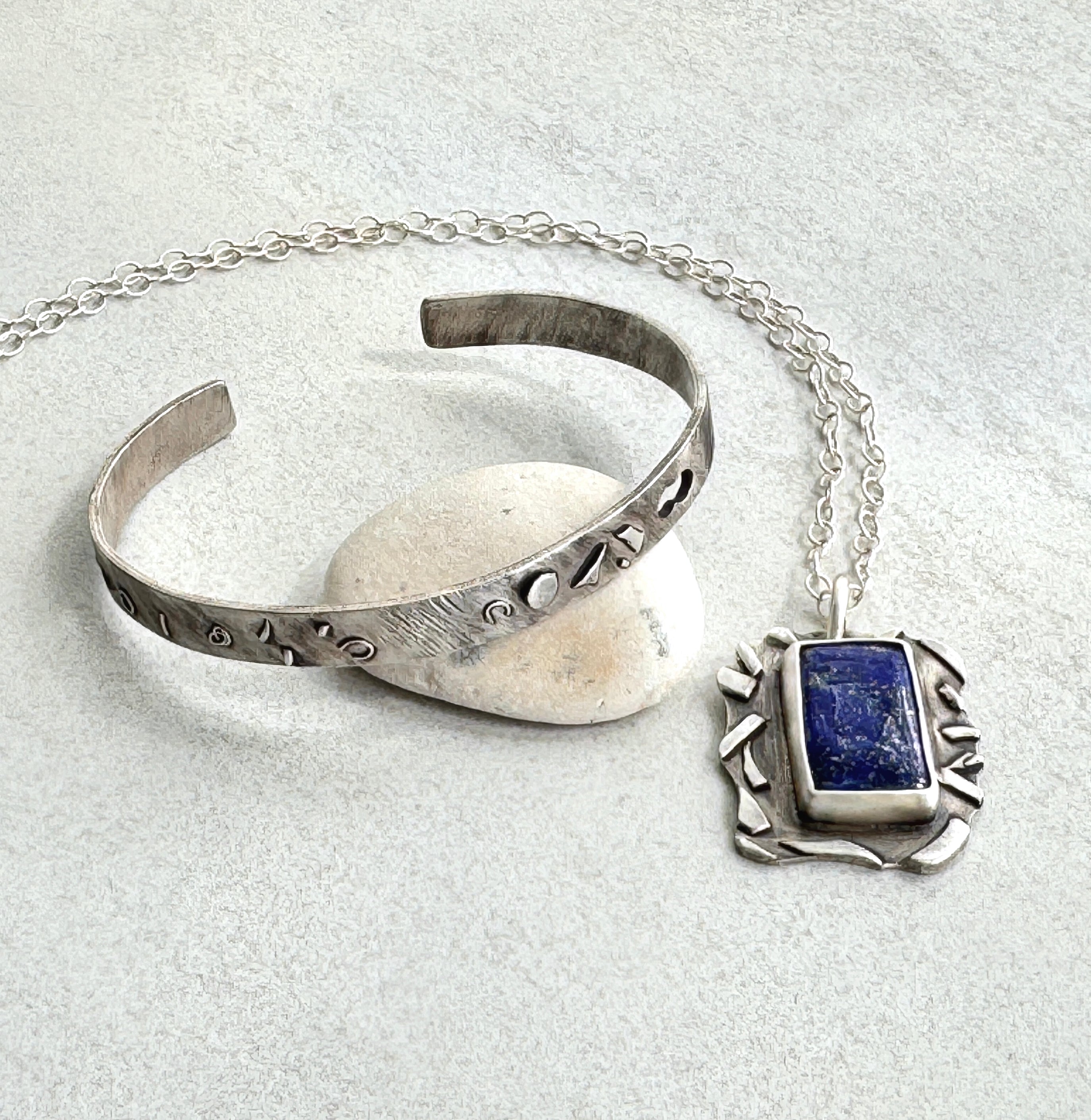 Sterling Silver Lapis Fused Pendant Necklace