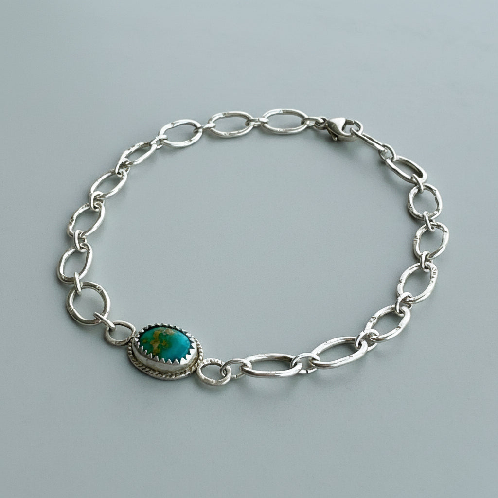 Sonoran Gold Turquoise Silver Link Bracelet