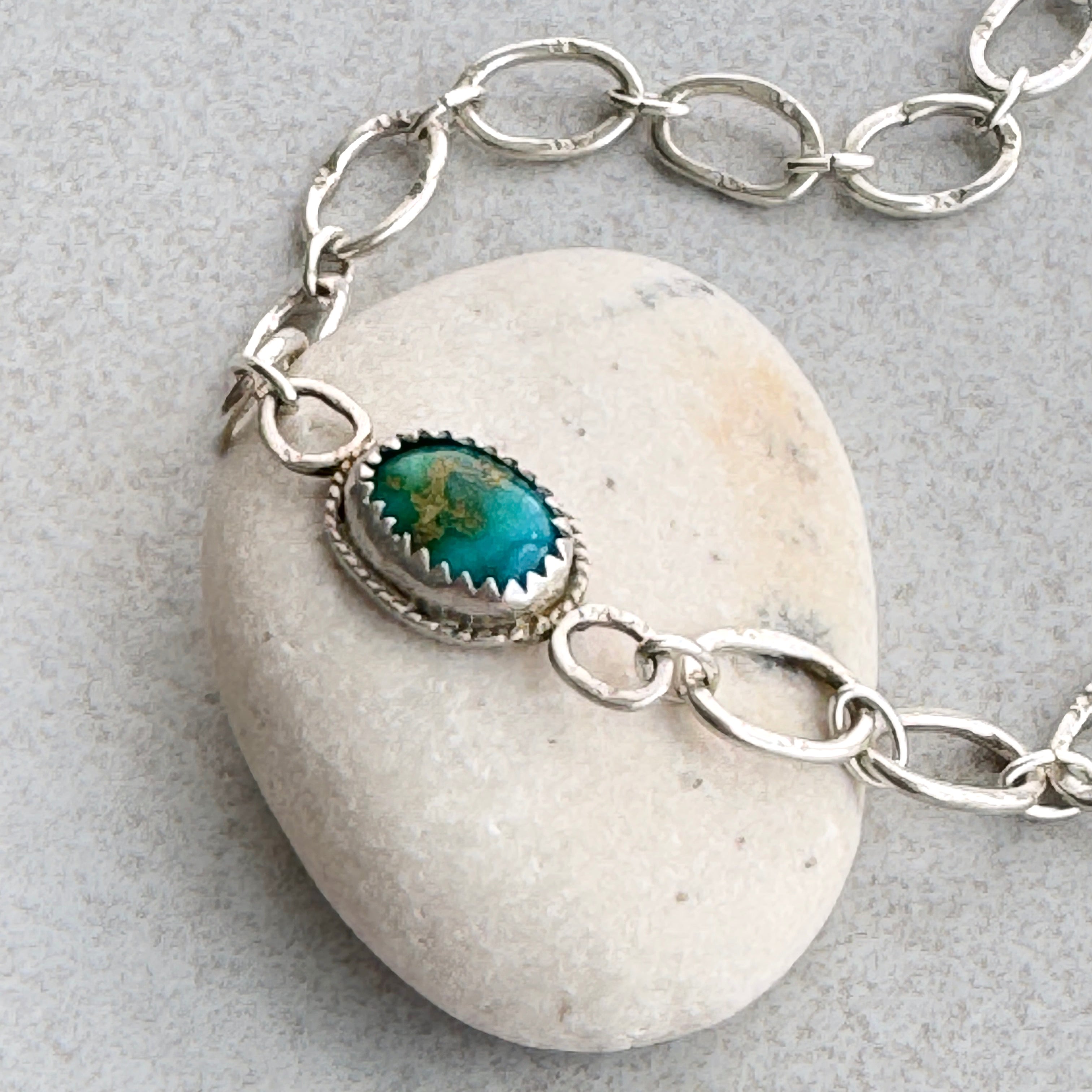Sonoran Gold Turquoise Silver Link Bracelet