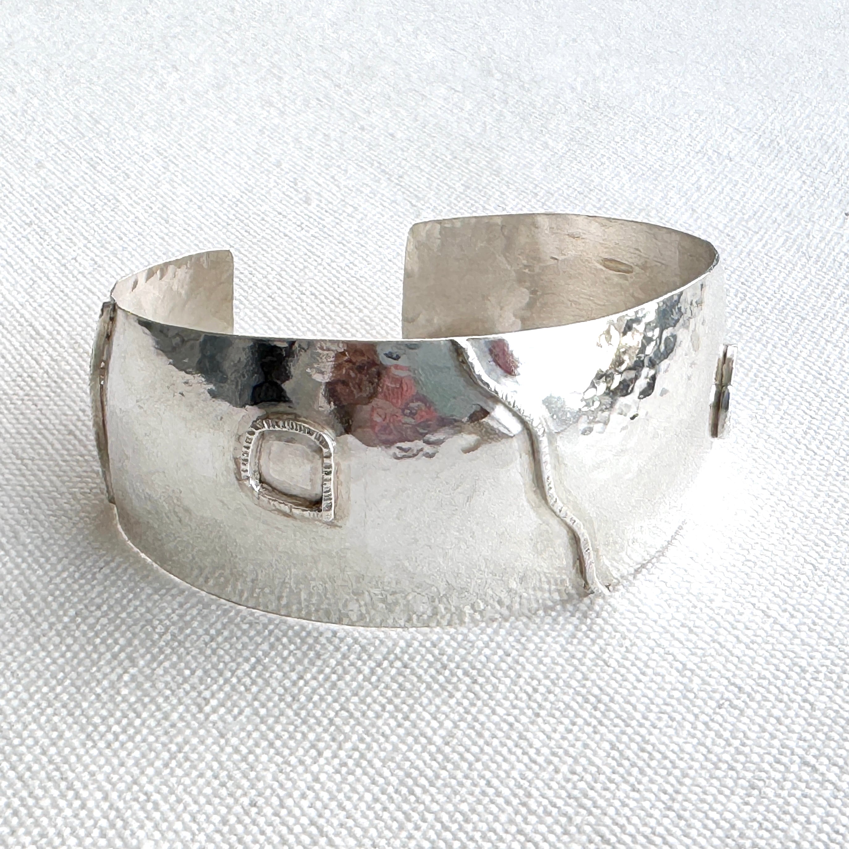 Wide Hammered Sterling Silver Synclastic Cuff
