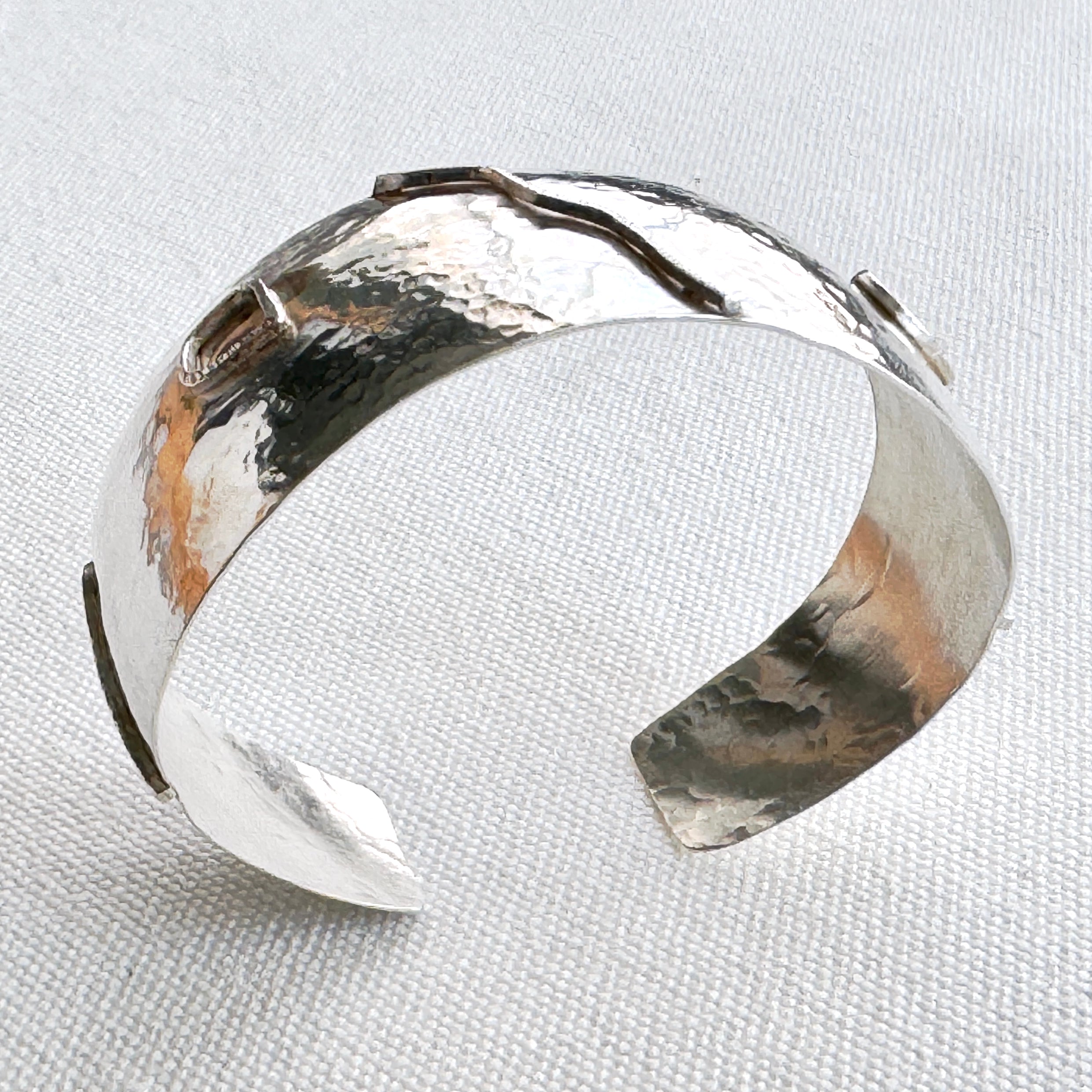 Wide Hammered Sterling Silver Synclastic Cuff