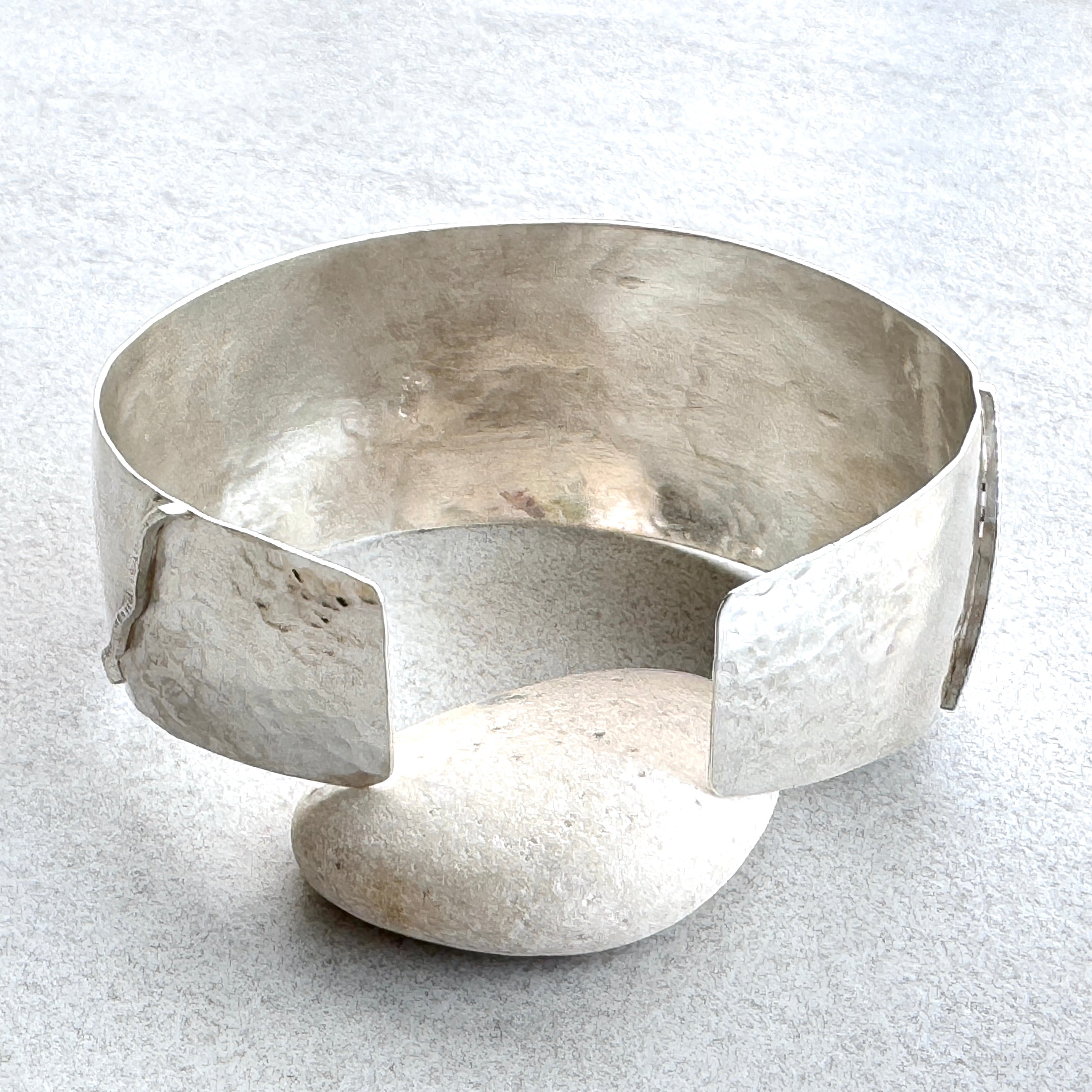 Wide Hammered Sterling Silver Synclastic Cuff
